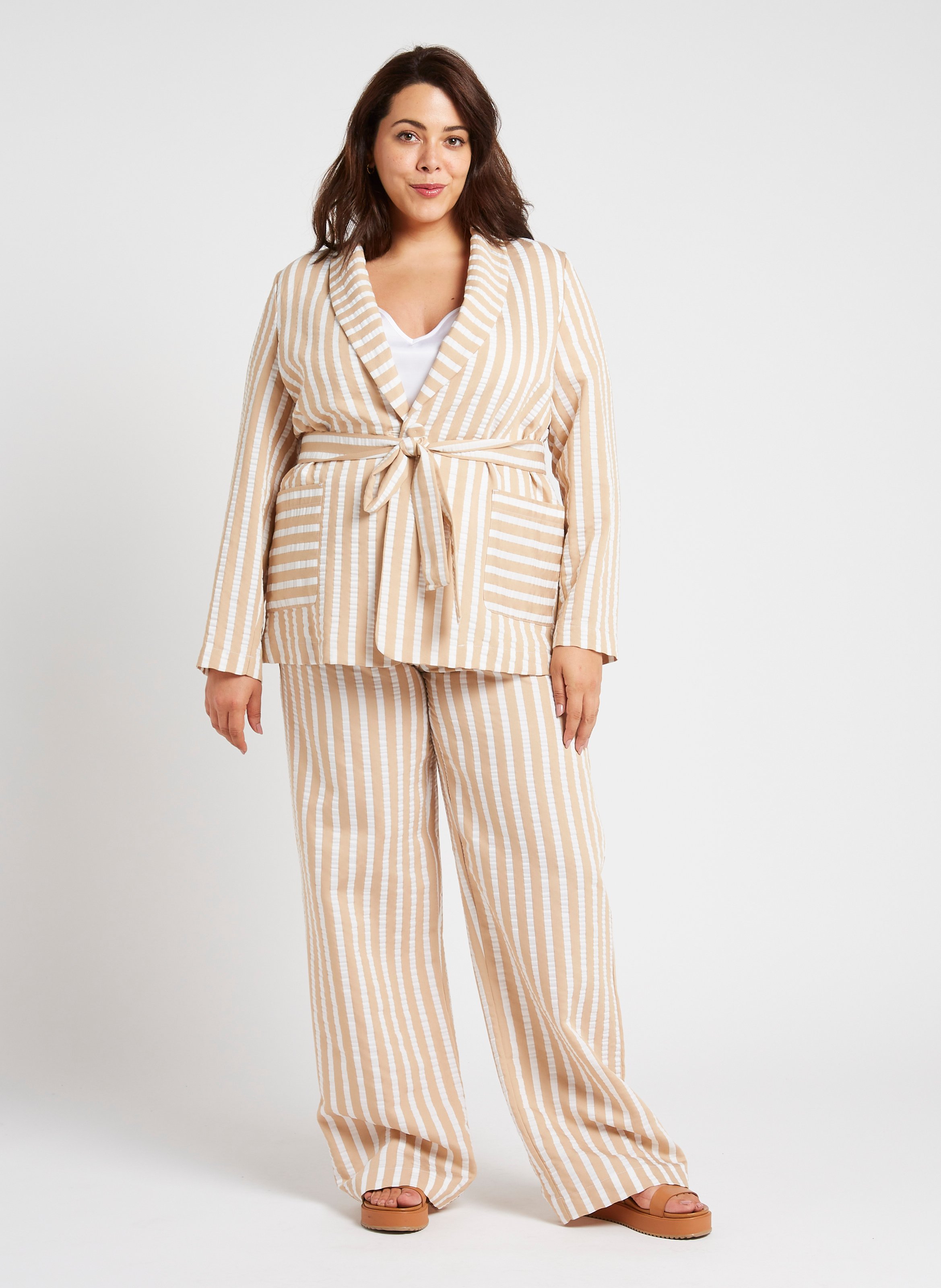 Veste droite à col châle PERSONA by Marina Rinaldi Blanc