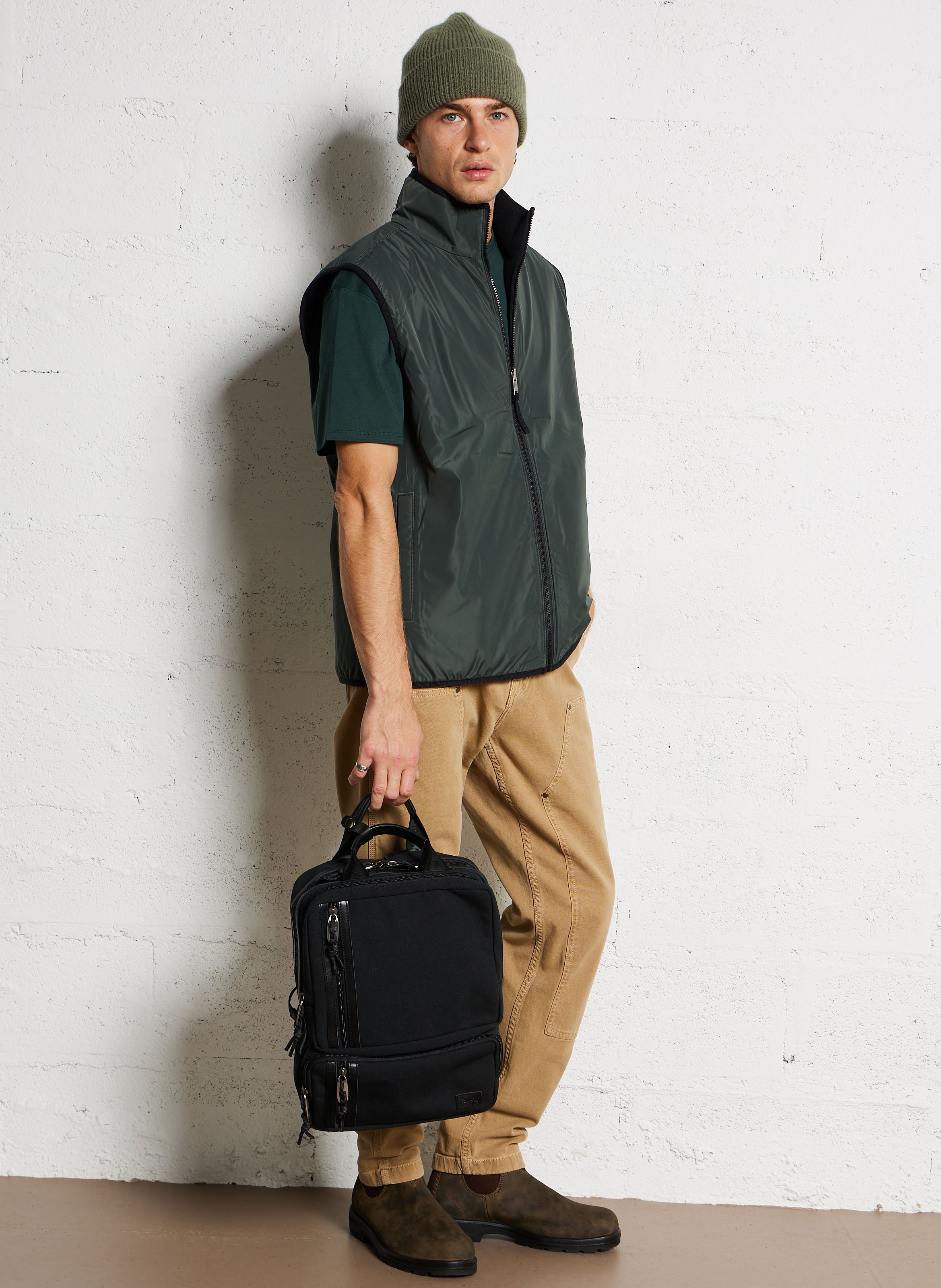 Multi-pocket leather blend backpack SIR EDWARD Black