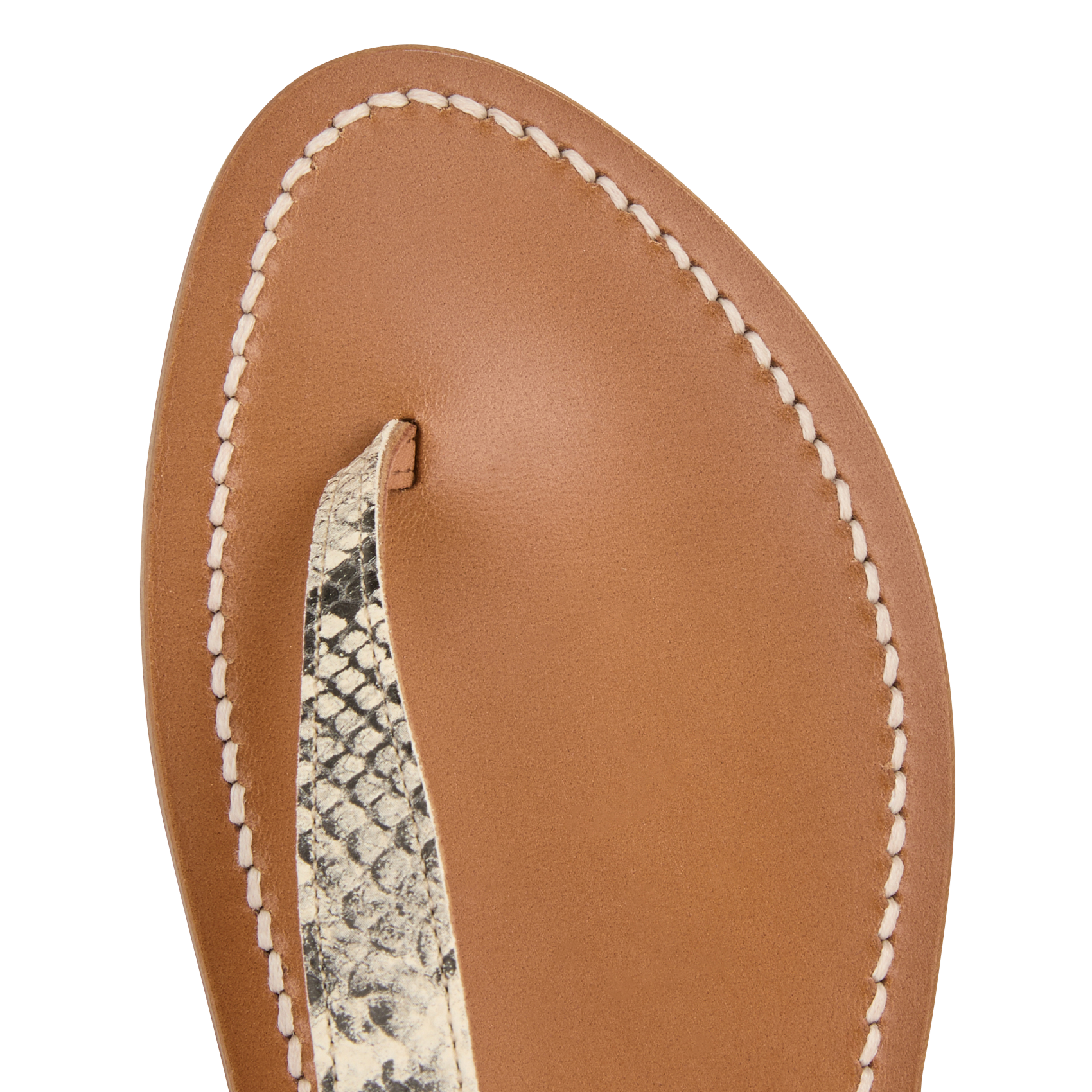 Sandales plates serpent avec entre doigt en cuir K JACQUES Beige