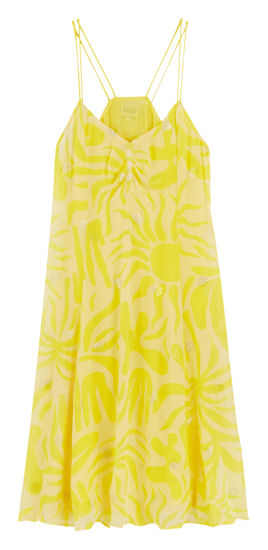 Robe midi imprimée à strass WILD Jaune