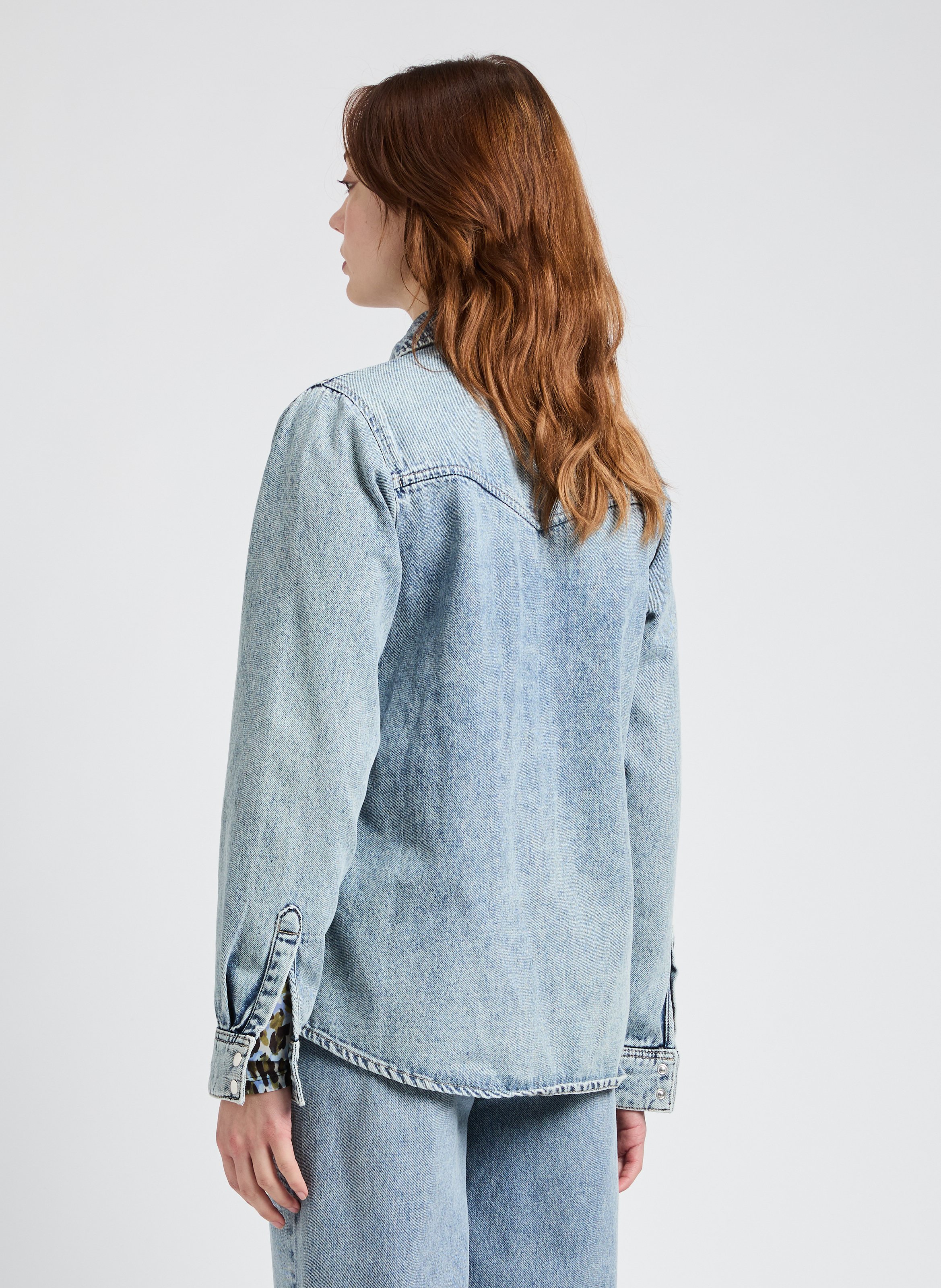 Chemise droite en jean délavé SAISON 1865 Bleu