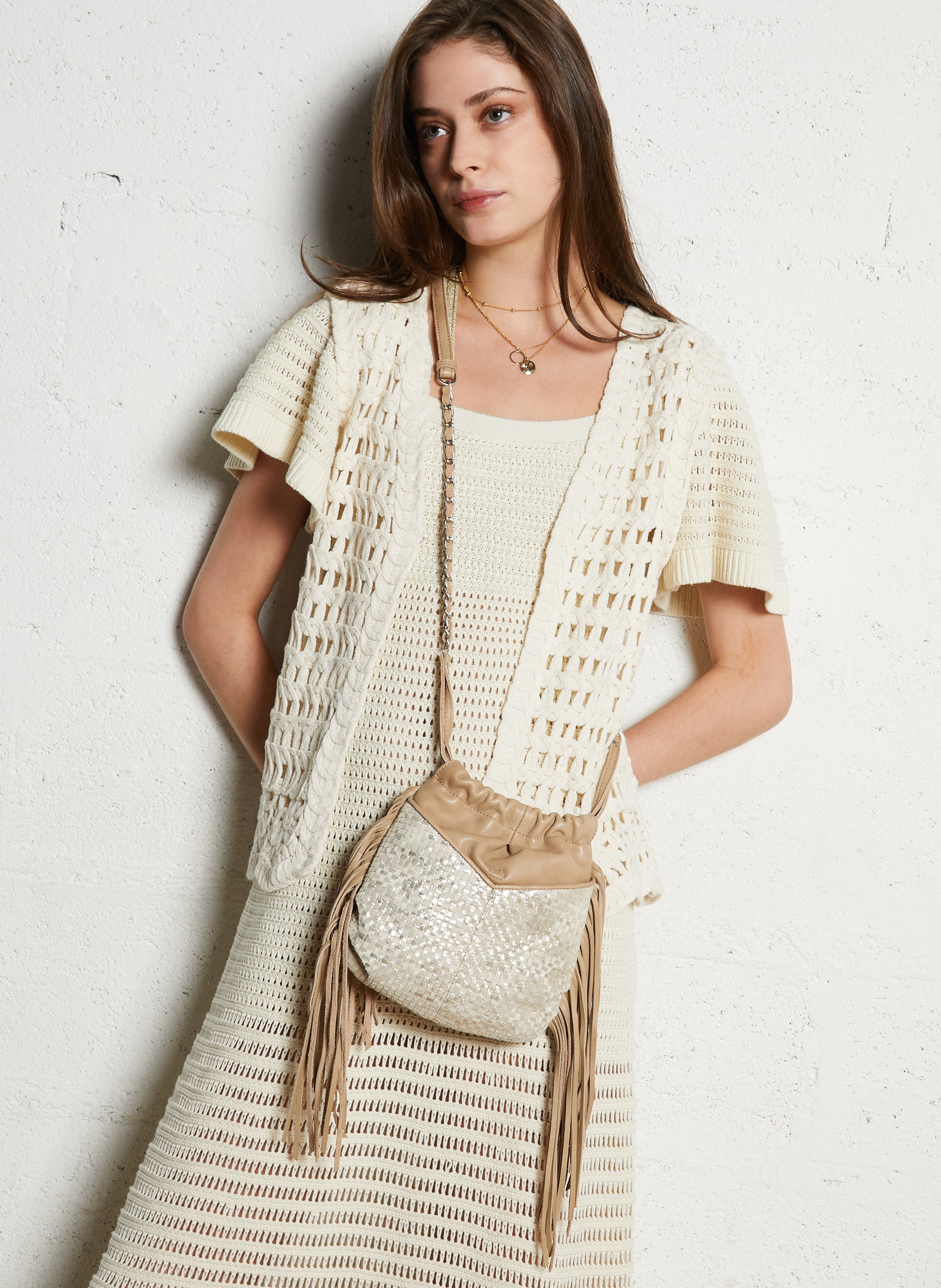 Sac bandoulière en cuir Beige