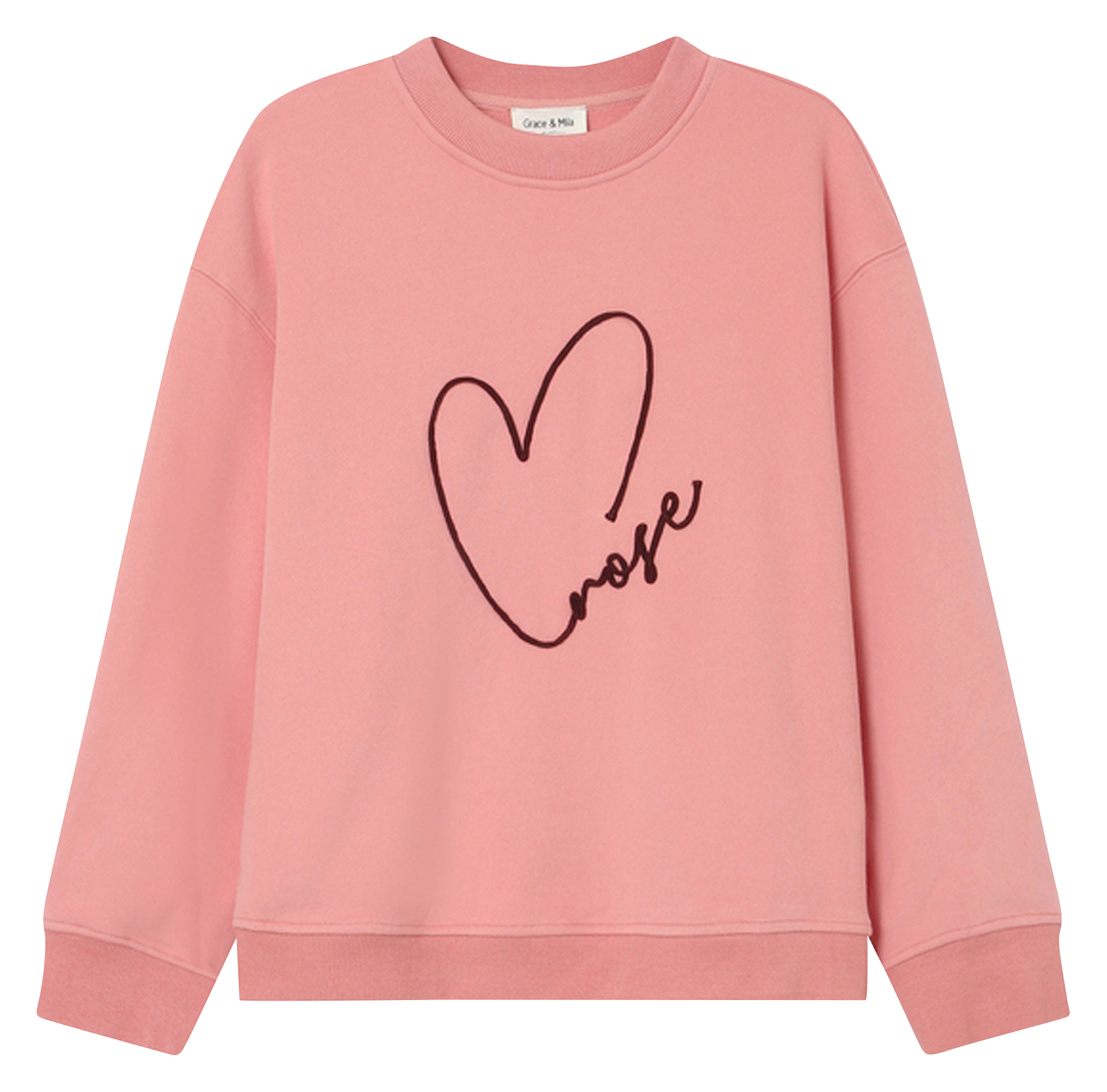 Cotton-mix round-neck sweatshirt GRACE ET MILA Pink