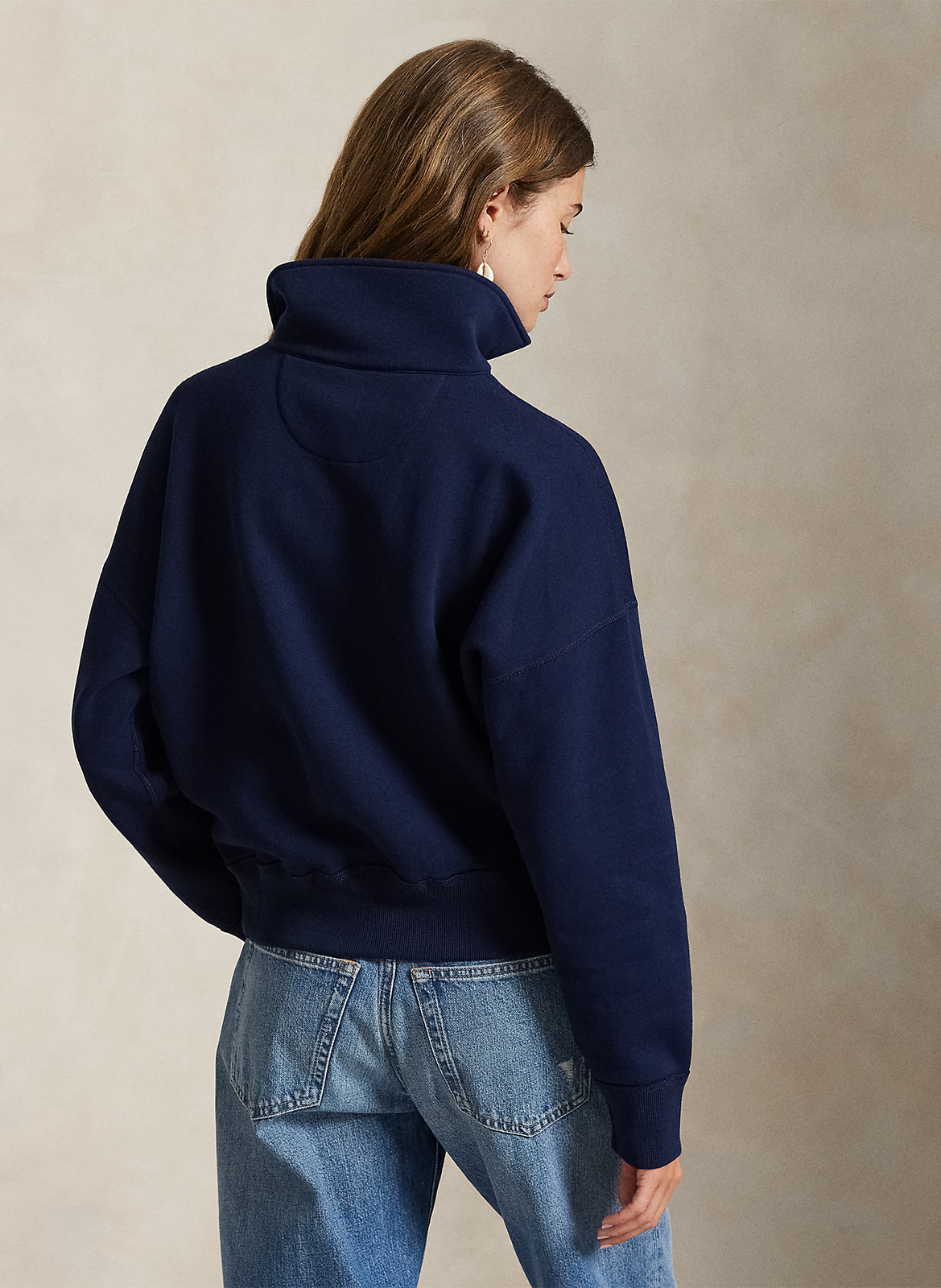 Sweat col classique en coton mélangé POLO RALPH LAUREN Bleu