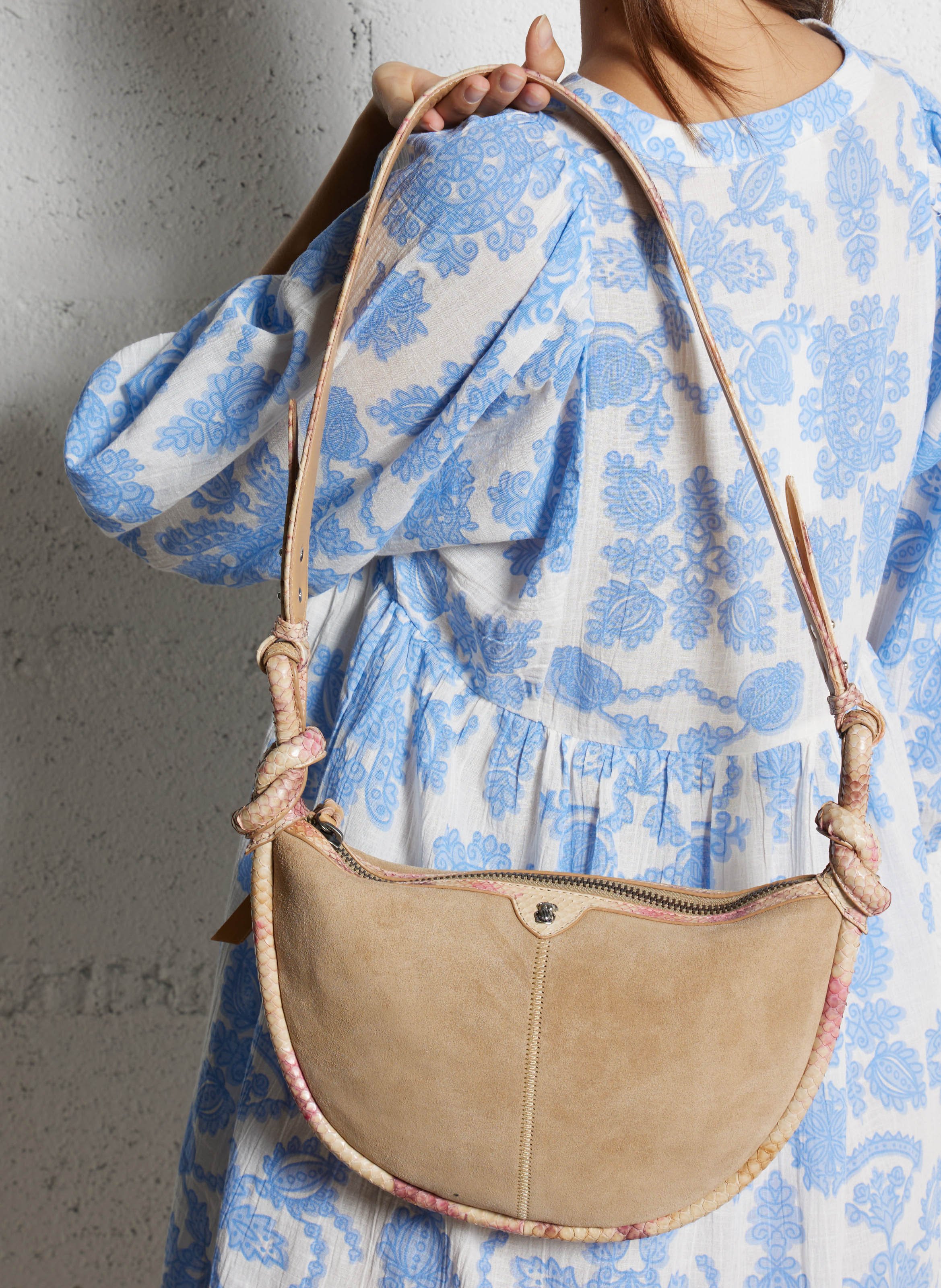 Sac en cuir velours mélangé CLARIS VIROT Marron