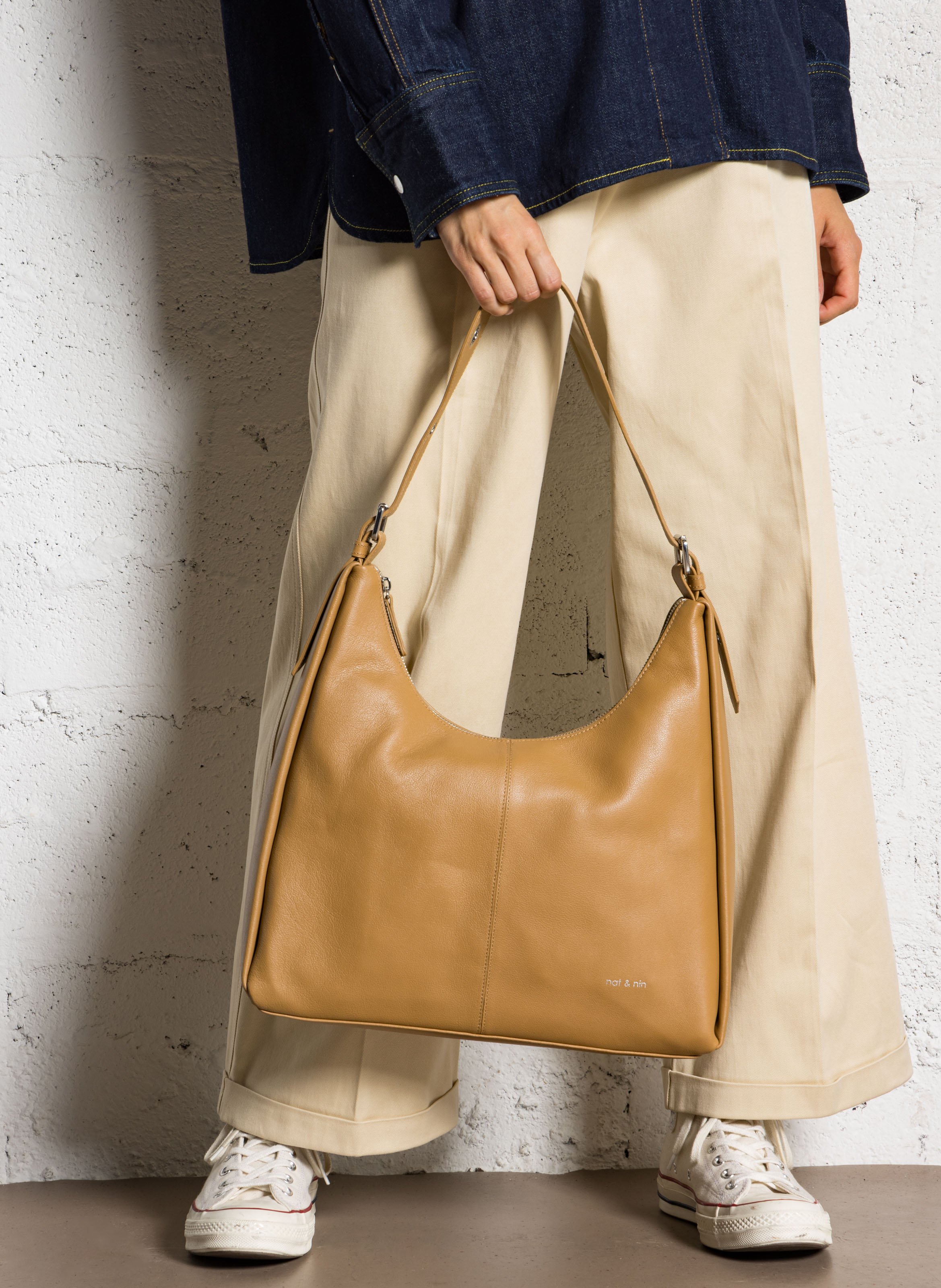 Sac porté épaule en cuir NAT & NIN Marron