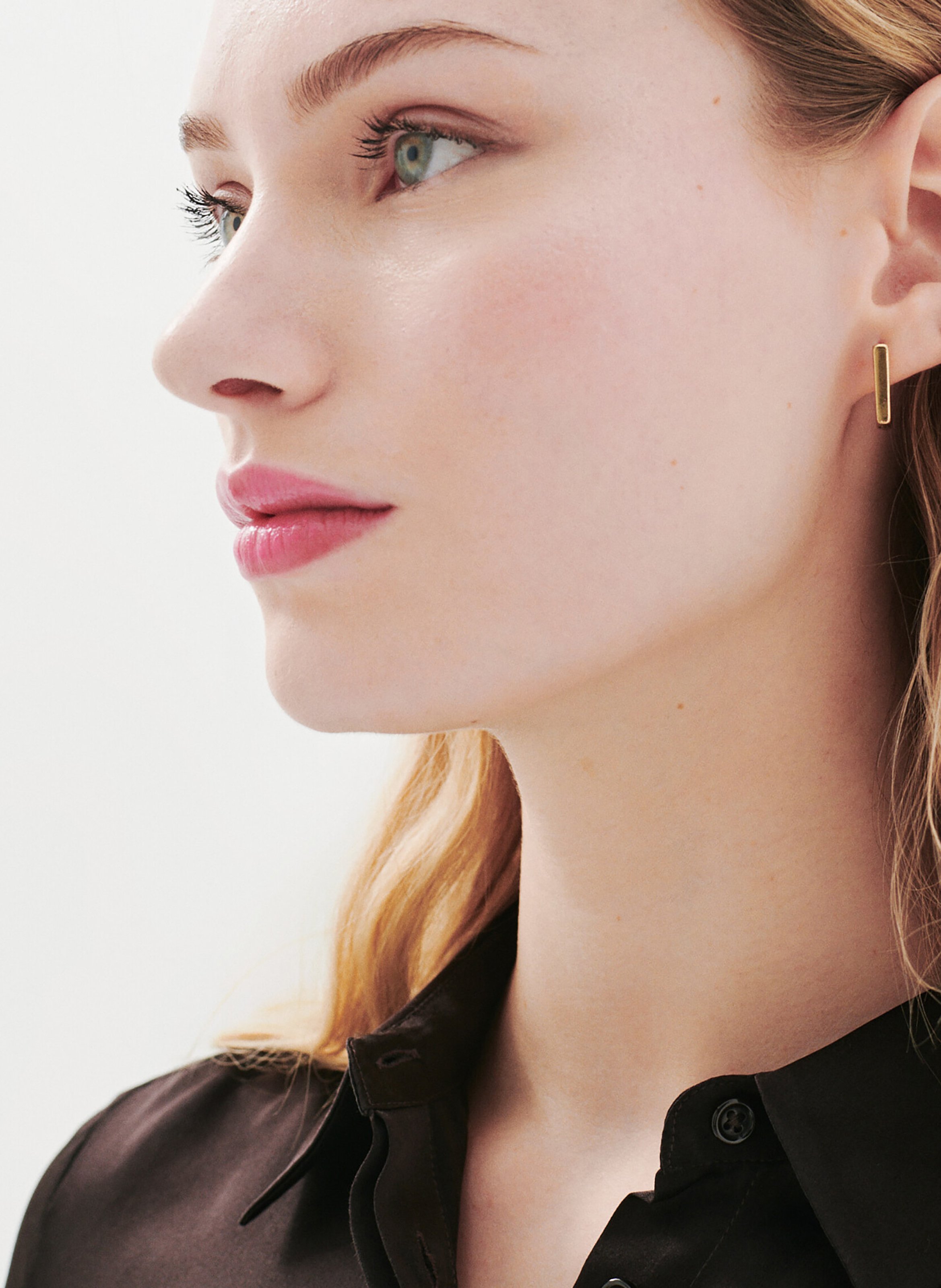 Chemise en soie col classique CAROLL Marron