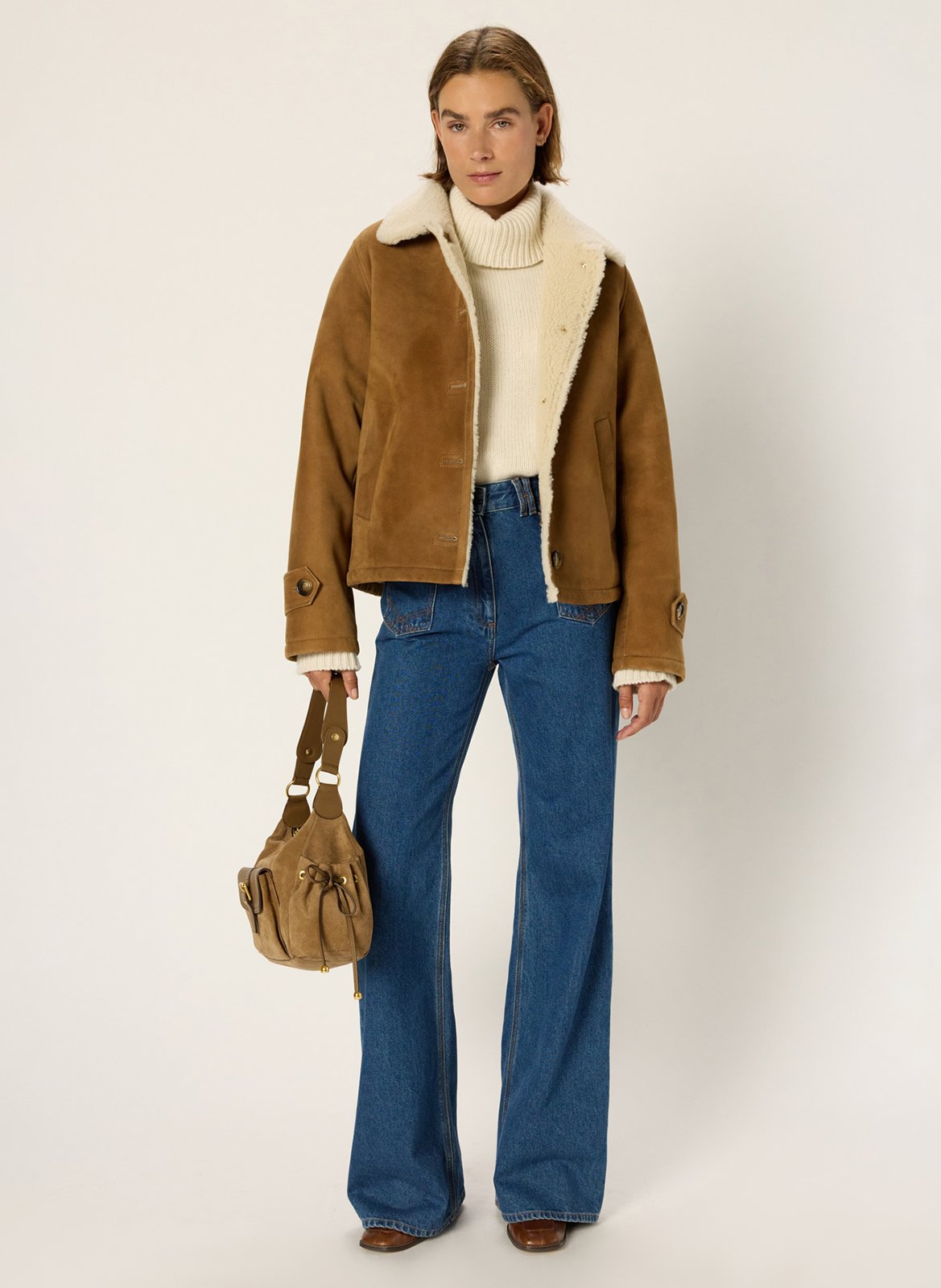 Veste col classique en suède GERARD DAREL Marron