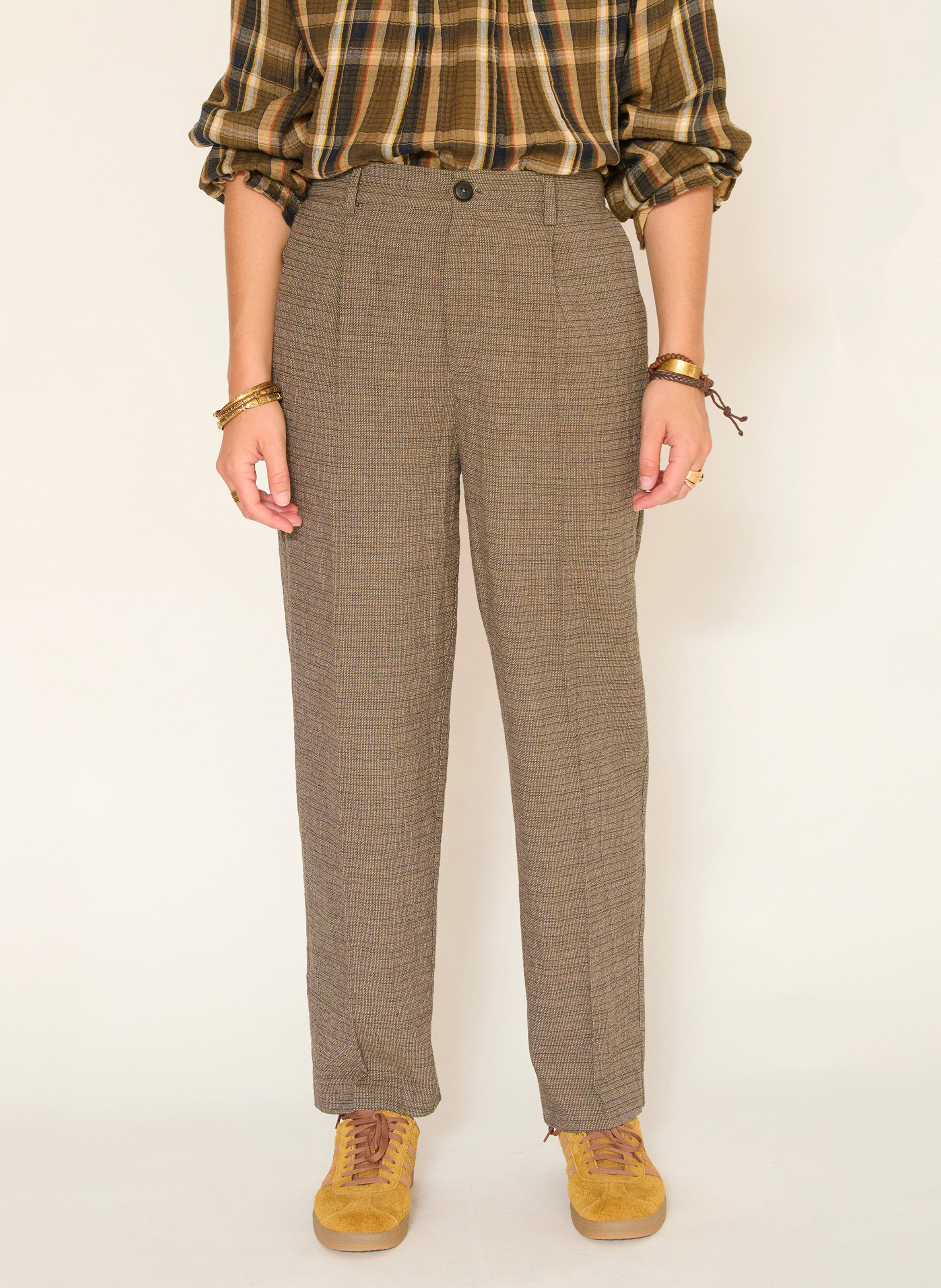 Pantalon ajusté à motifs MKT Marron