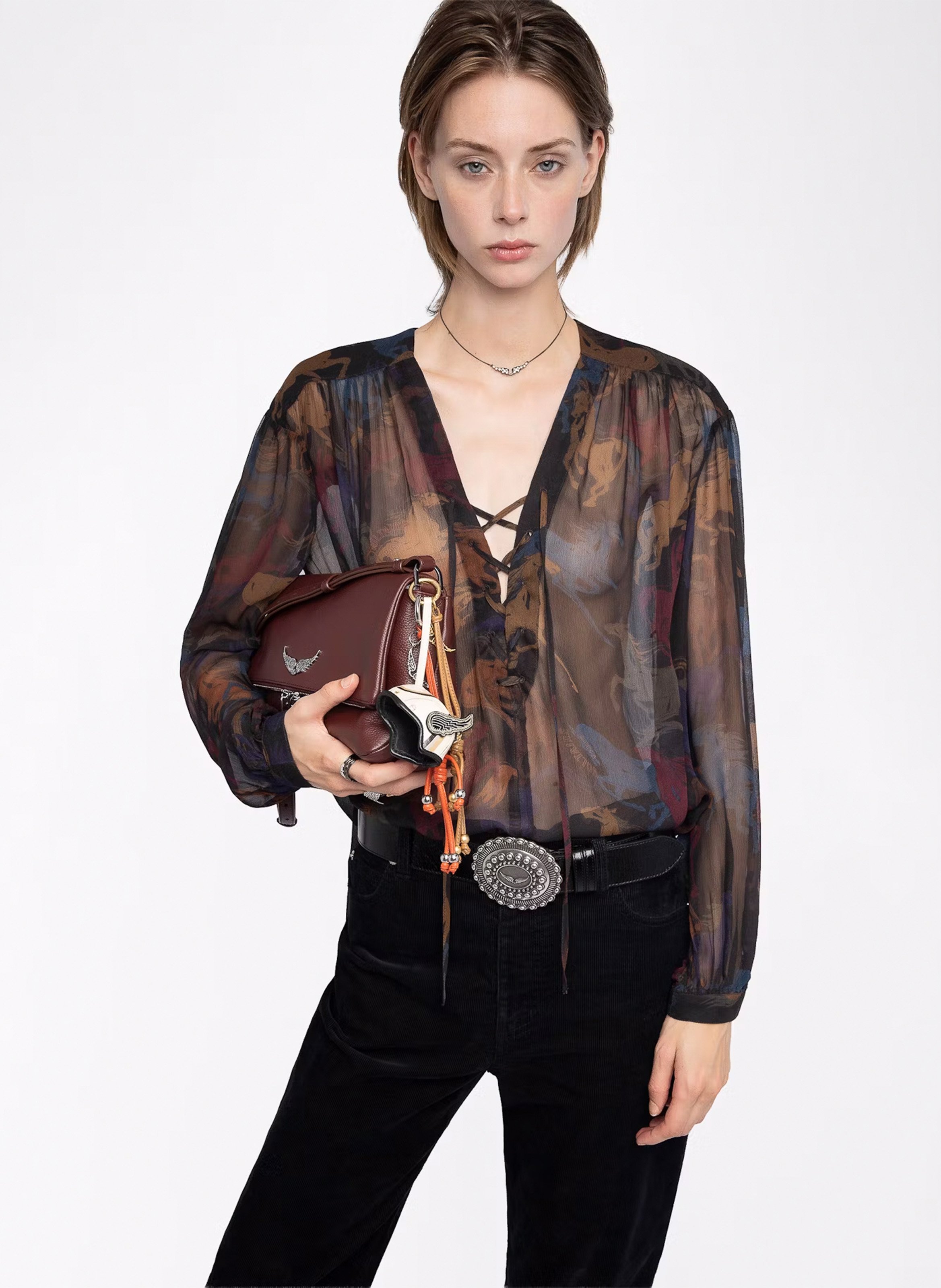 Printed blouse with collar ZADIG&VOLTAIRE Brown