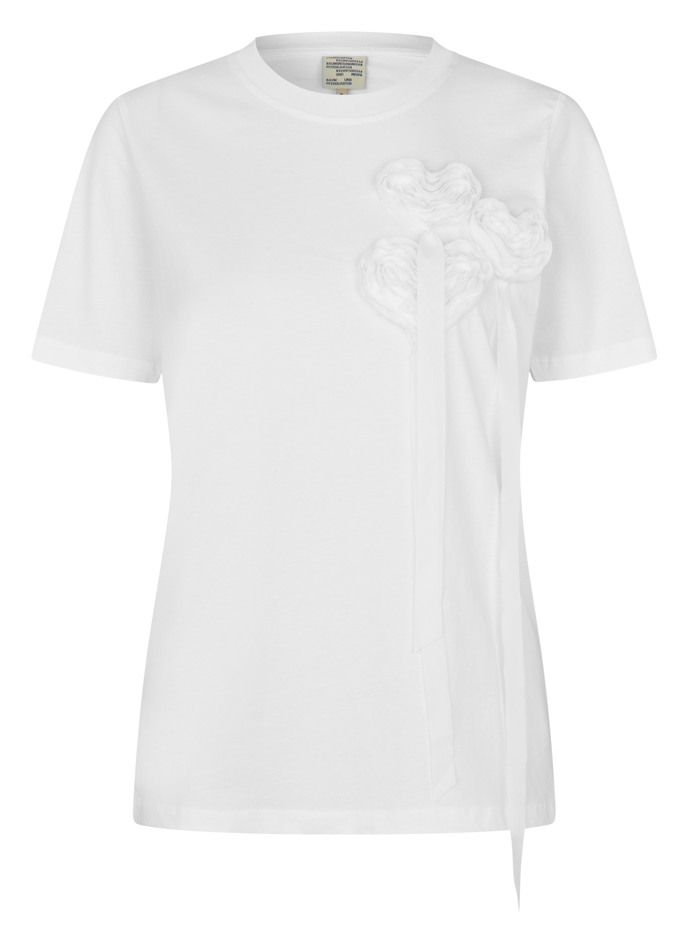 Organic cotton round neck straight top BAUM UND PFERDGARTEN White