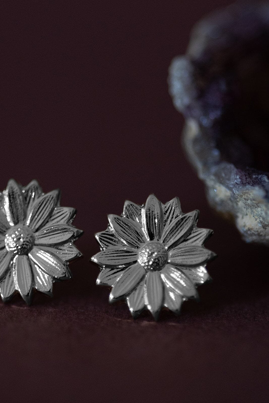 THÉIA - silver-plated flower stud earrings MONSIEUR SIMONE Silver
