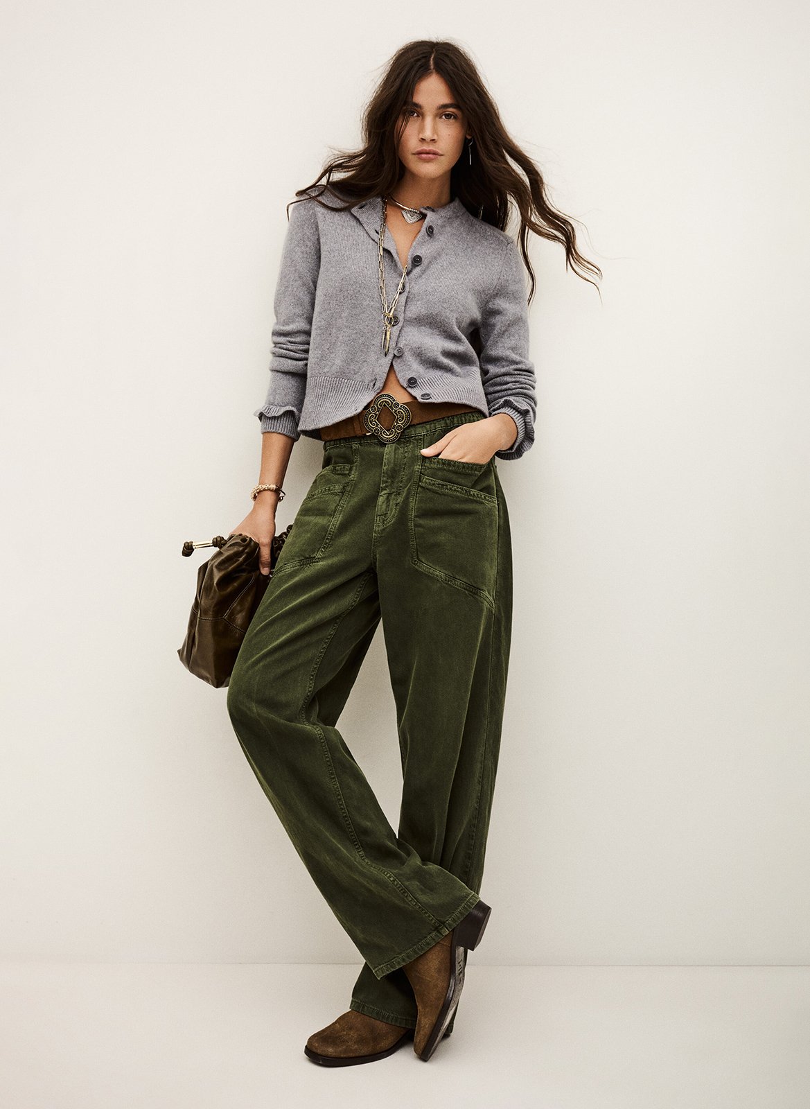 Blouse col v imprimée en laine BA&SH Noir