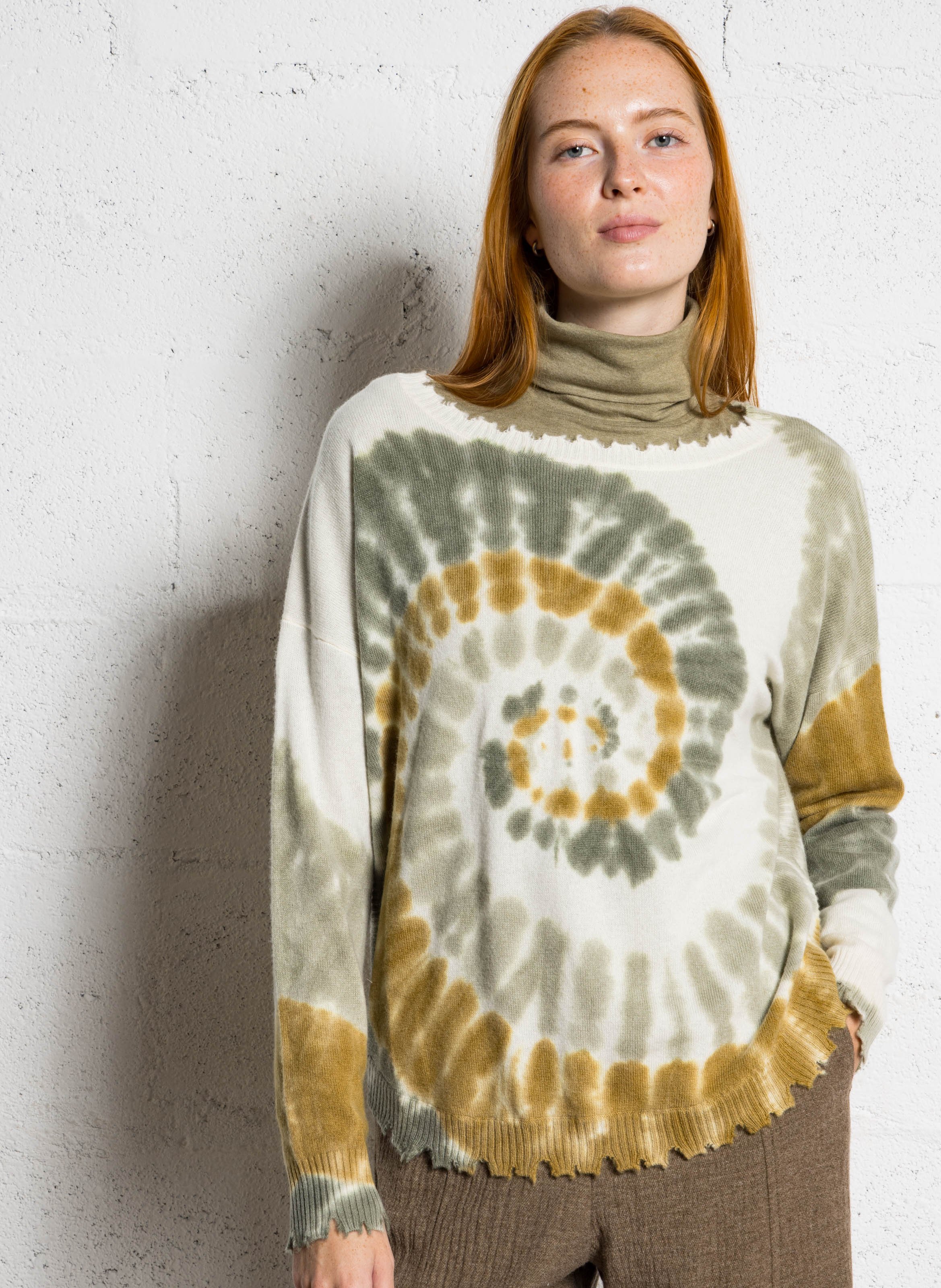 Pull tie-and-dye en cachemire KUJTEN Jaune