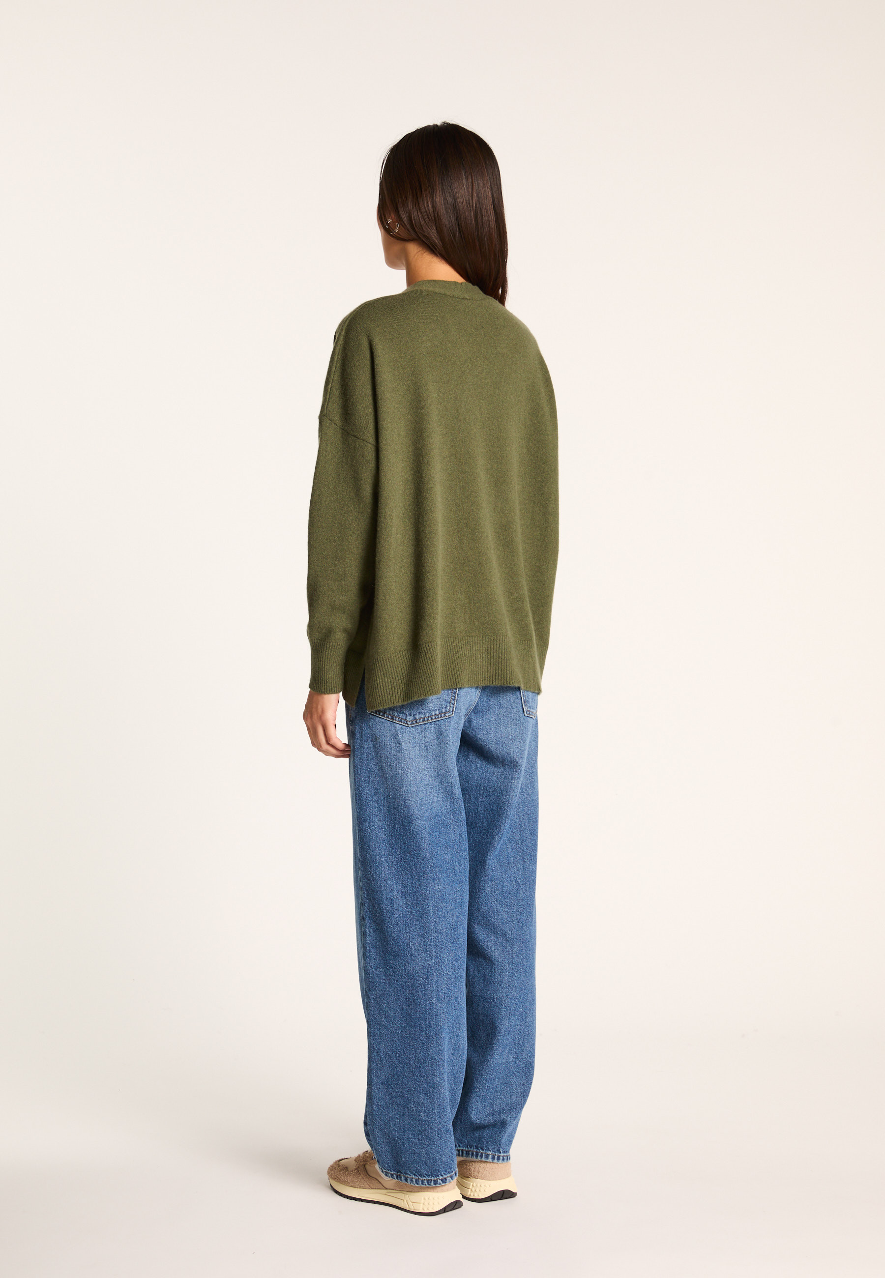 Buttoned cashmere cardigan MAISON MONTAGUT Khaki