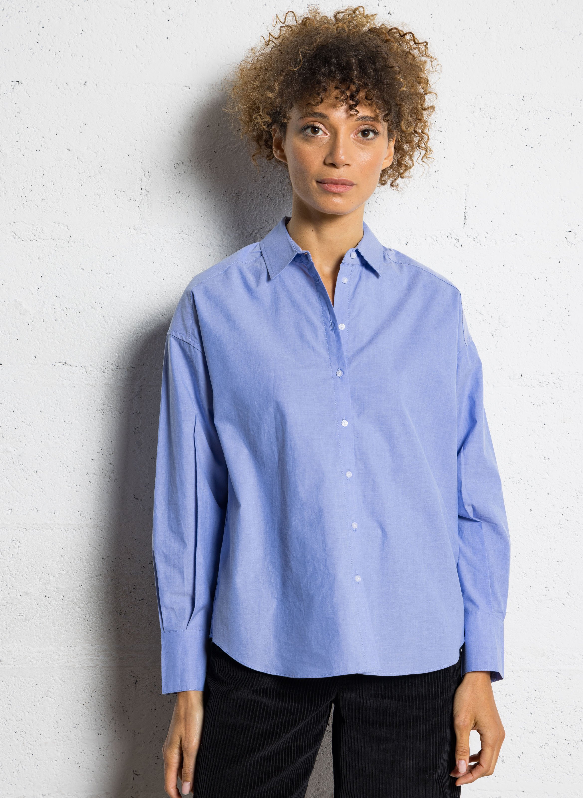 Chemise en coton col classique SUD EXPRESS Bleu