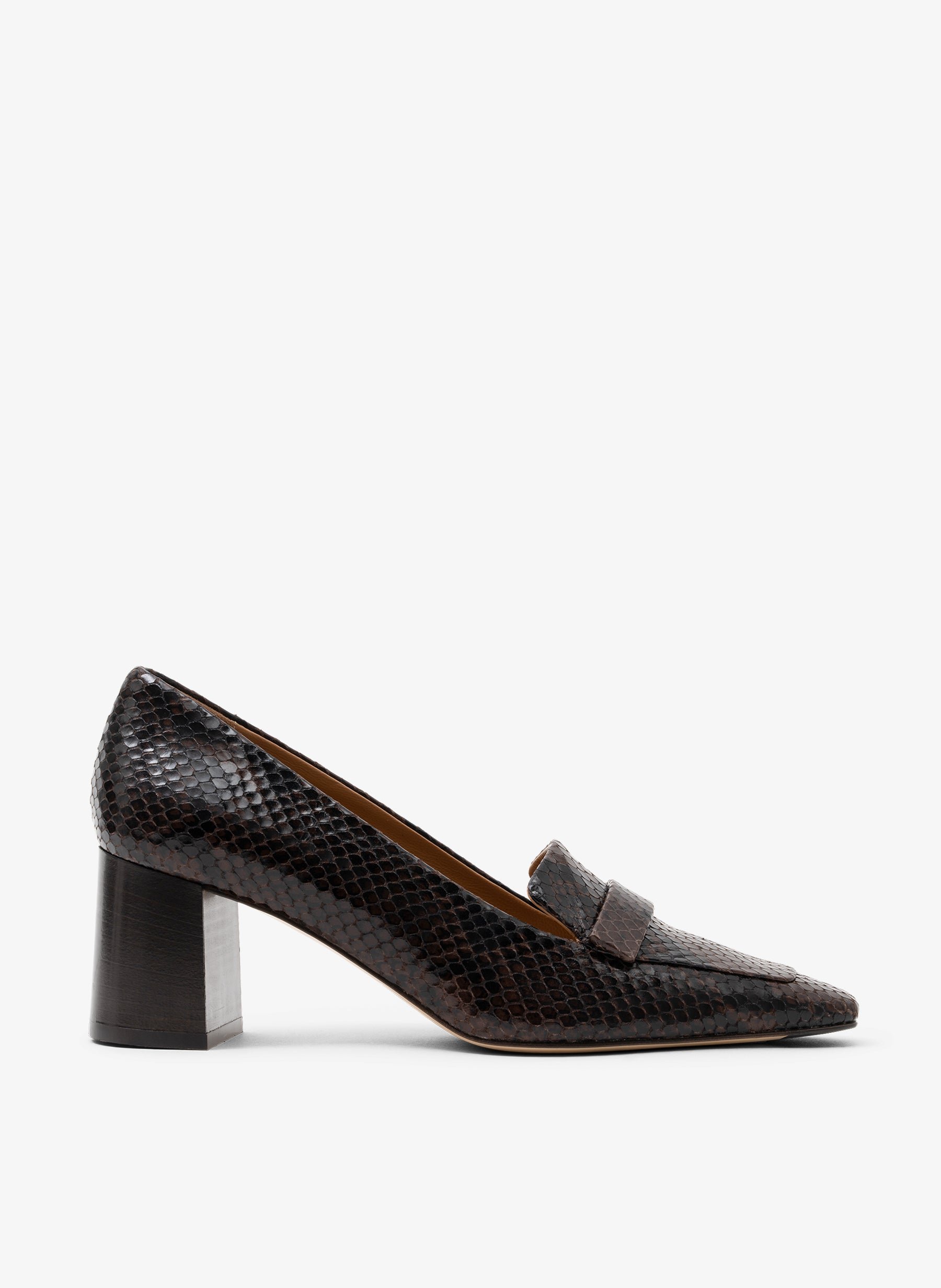 Python print leather loafers PARALLELE PARIS Brown
