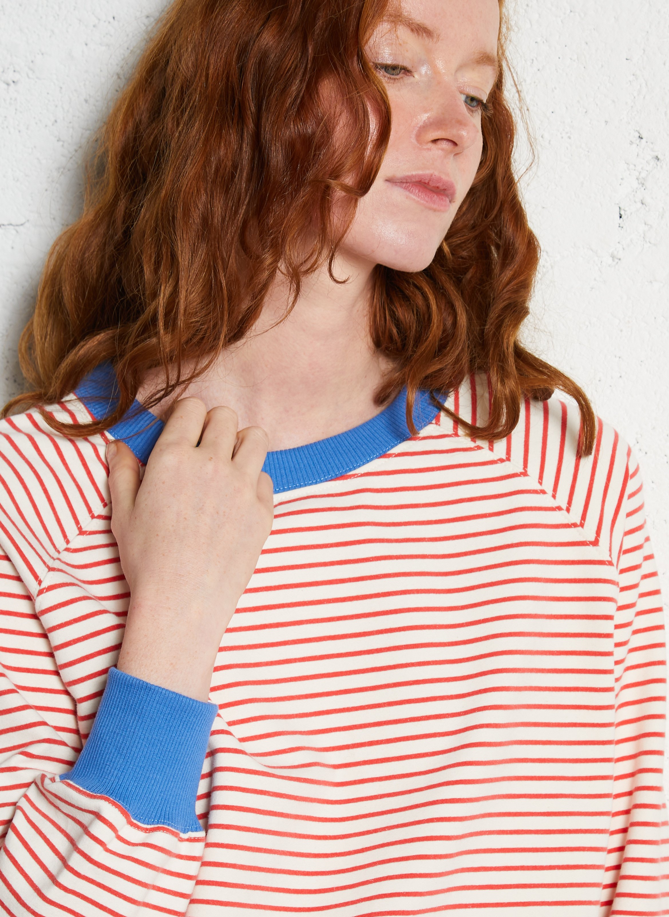 Round-neck organic cotton-blend sweater EMILE ET IDA Red