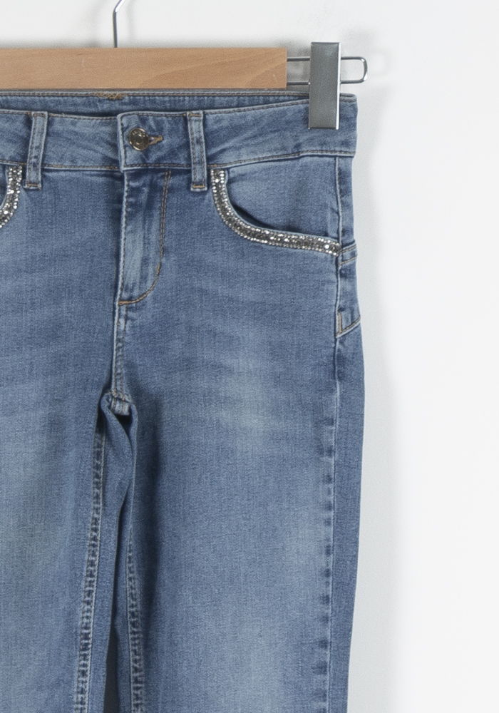 Cropped slim jeans with studs LIU JO - SECONDE MAIN Blue