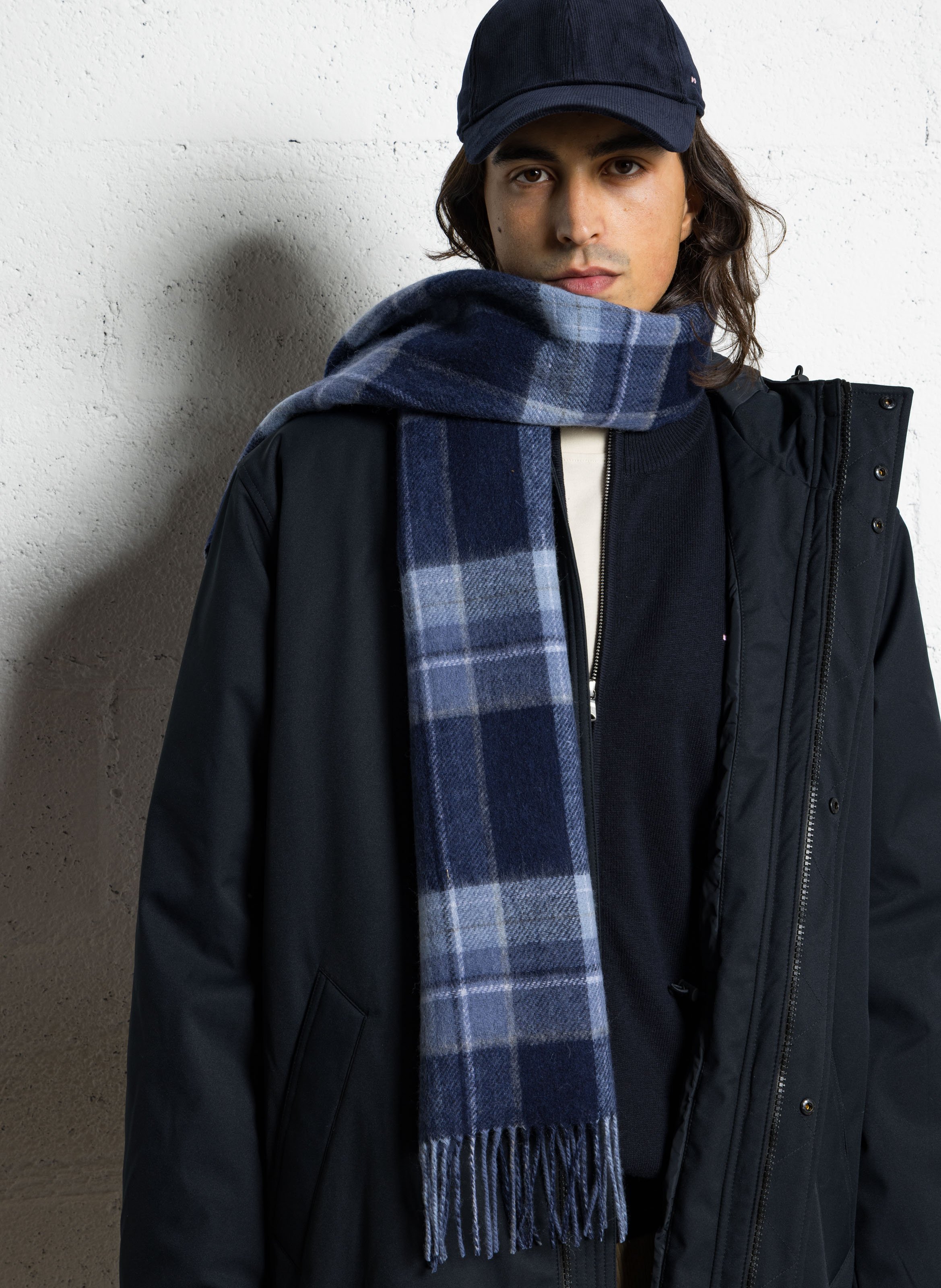 Echarpe en laine à carreaux CHEVIGNON Bleu