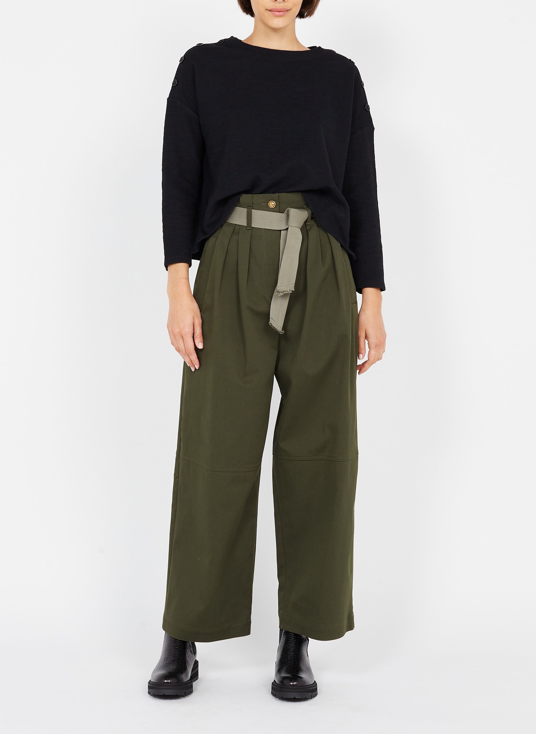 Round-neck cotton-blend sweater SESSUN Black