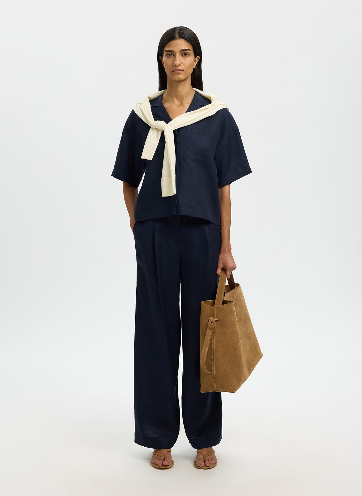 Pantalon large SELECTED Bleu