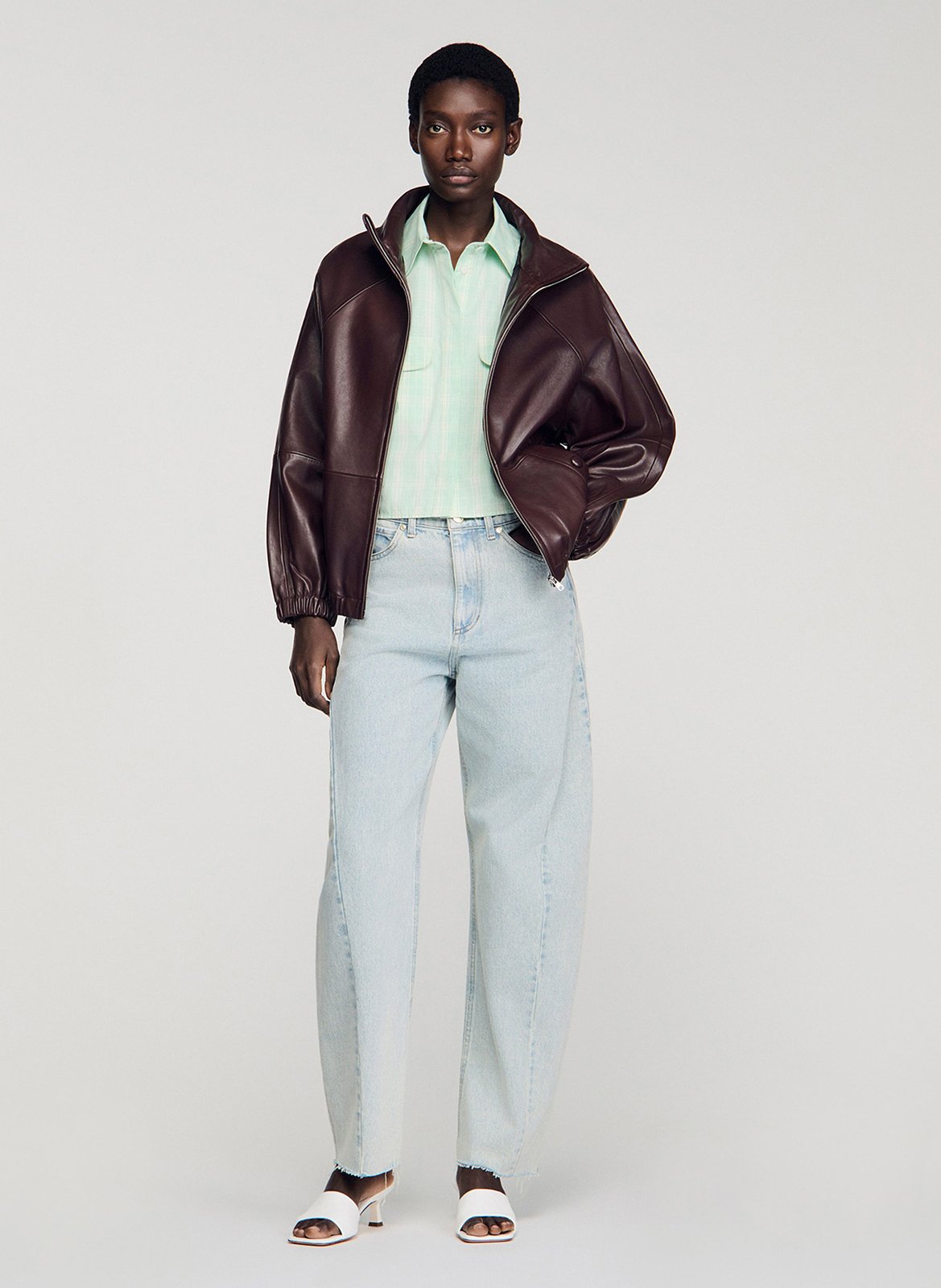 Geruite katoenen overhemd SANDRO Groen