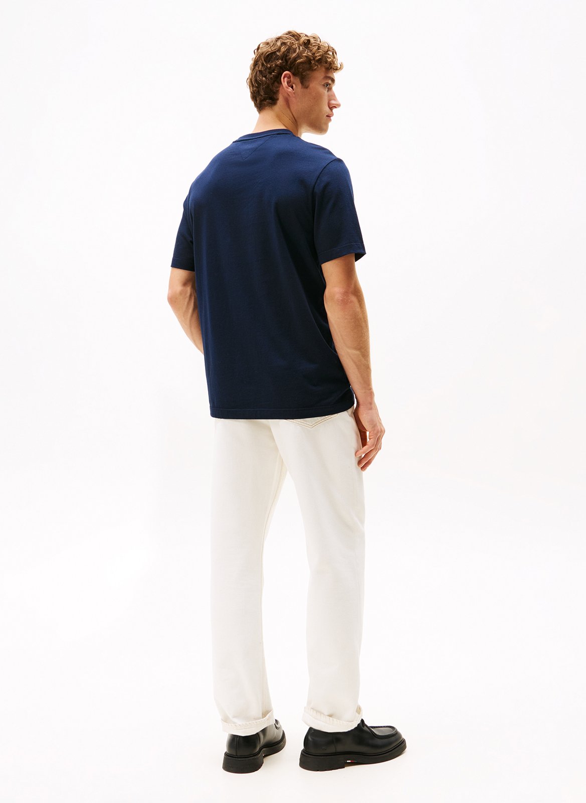 Plain cotton V-neck t-shirt TOMMY HILFIGER Blue