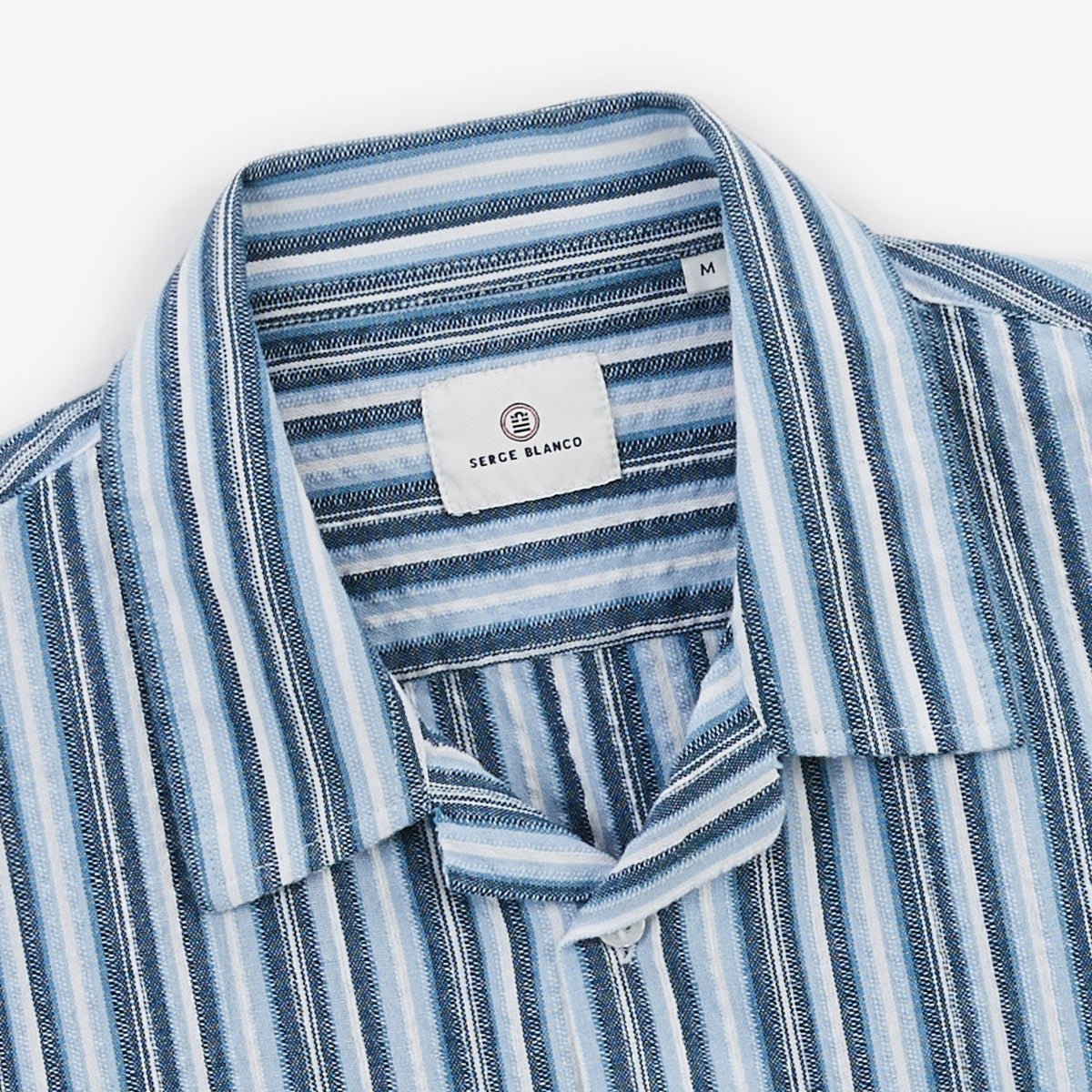 Short-sleeved cotton shirt Caracas striped SERGE BLANCO Blue