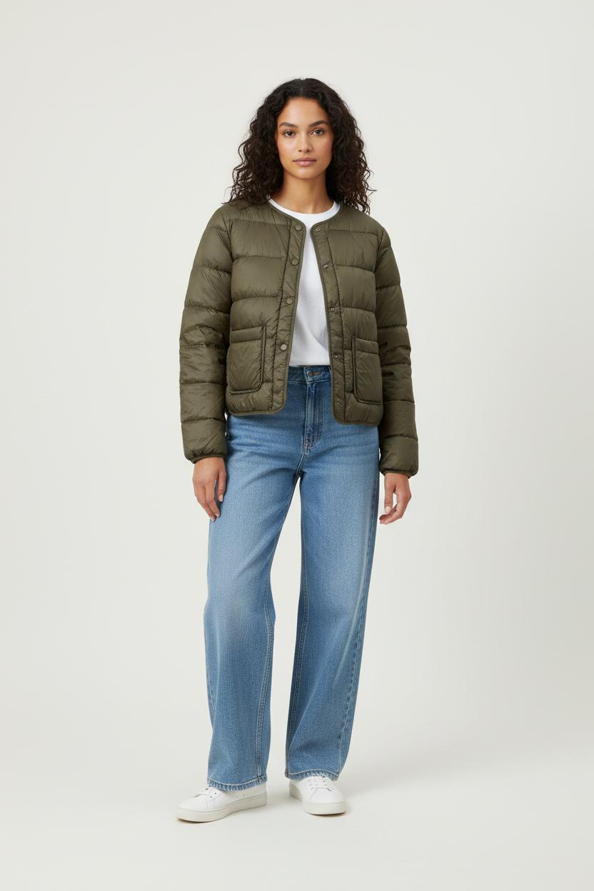 Lightweight quilted padded jacket with high neck COMPTOIR DES COTONNIERS - Seconde main Green