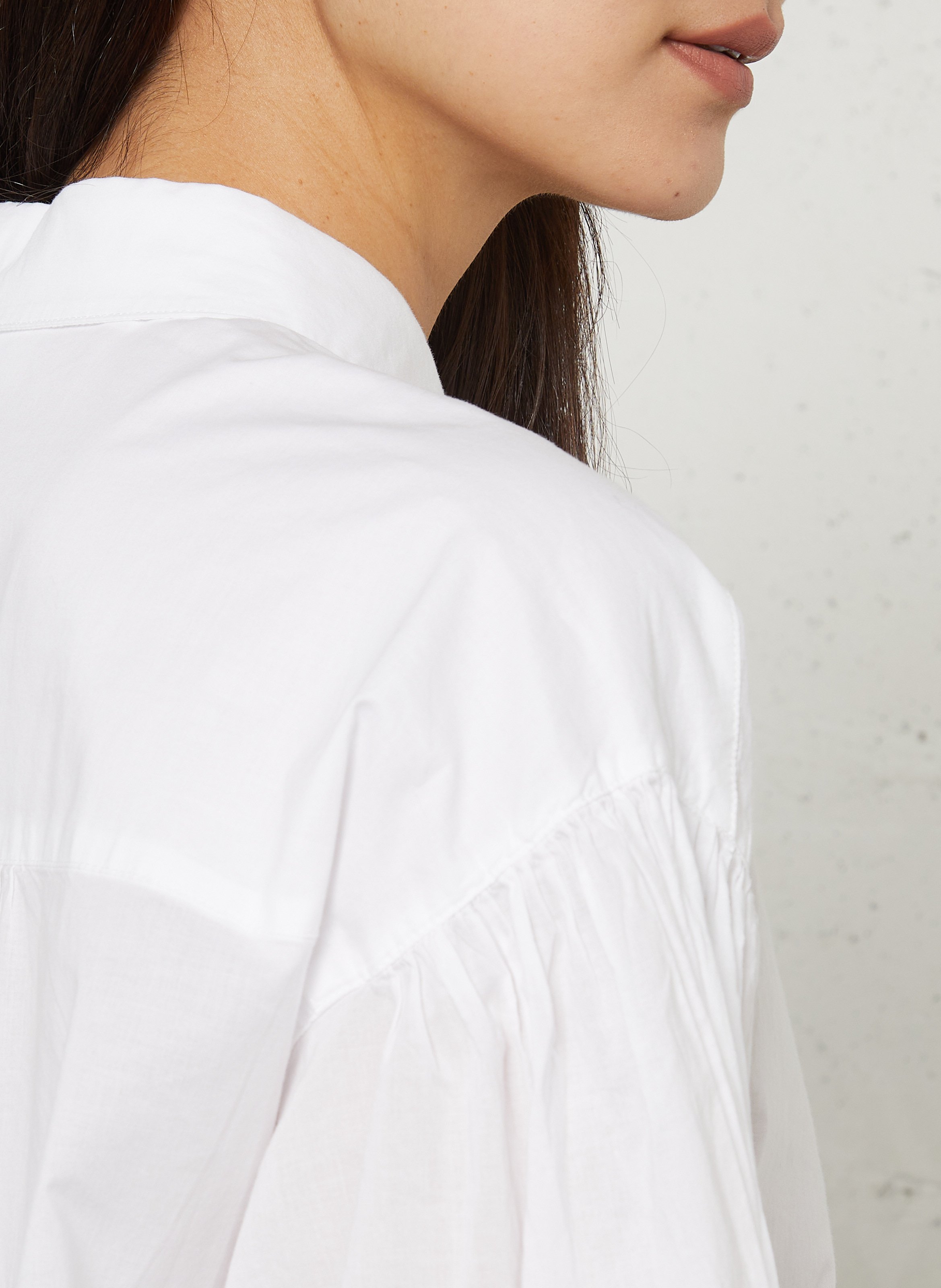 Weit geschnittene Baumwollbluse mit klassischem Kragen SUD EXPRESS Weiss