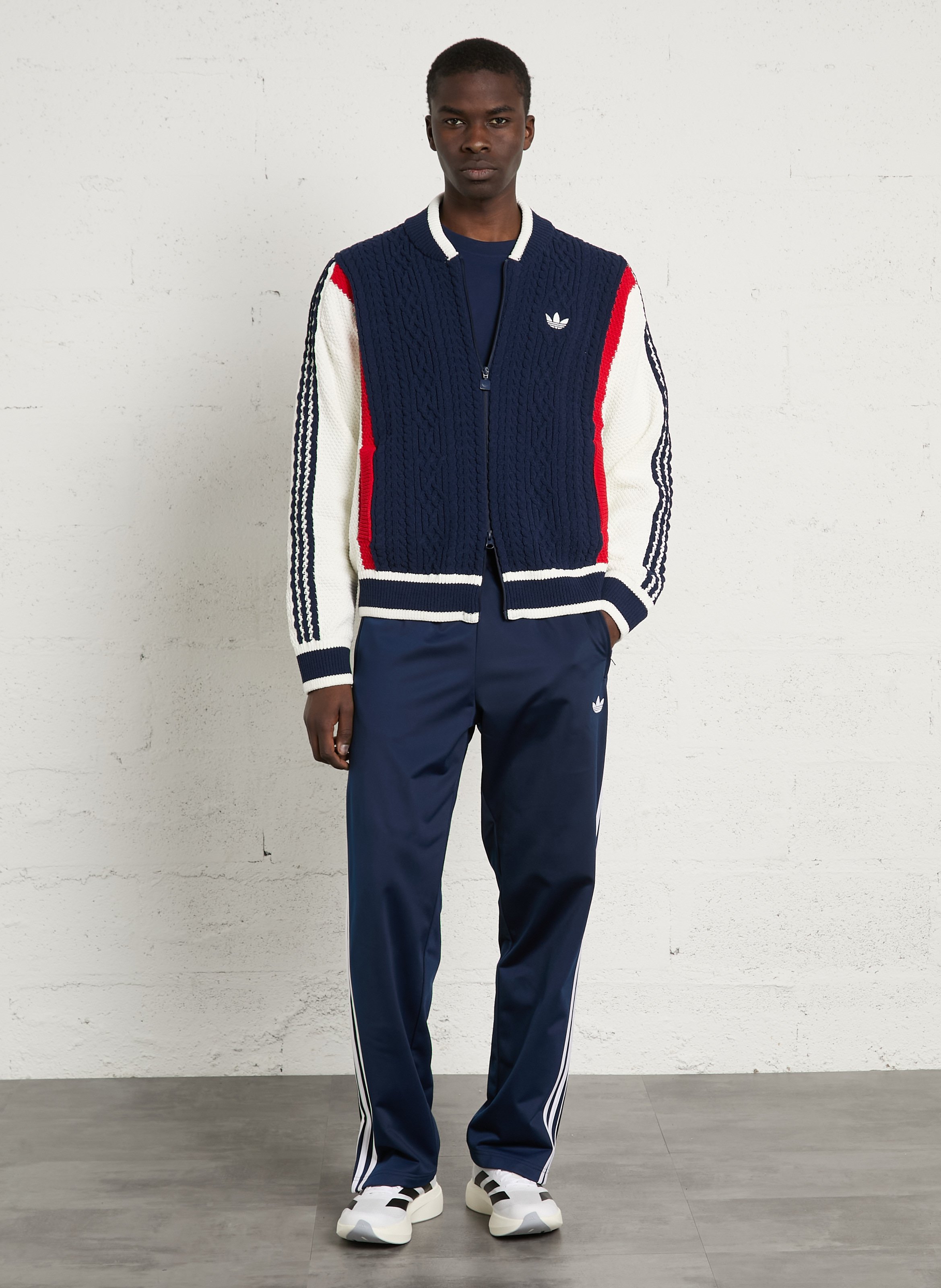 Weit geschnittener, dreifarbiger Strick-Cardigan ADIDAS Blau