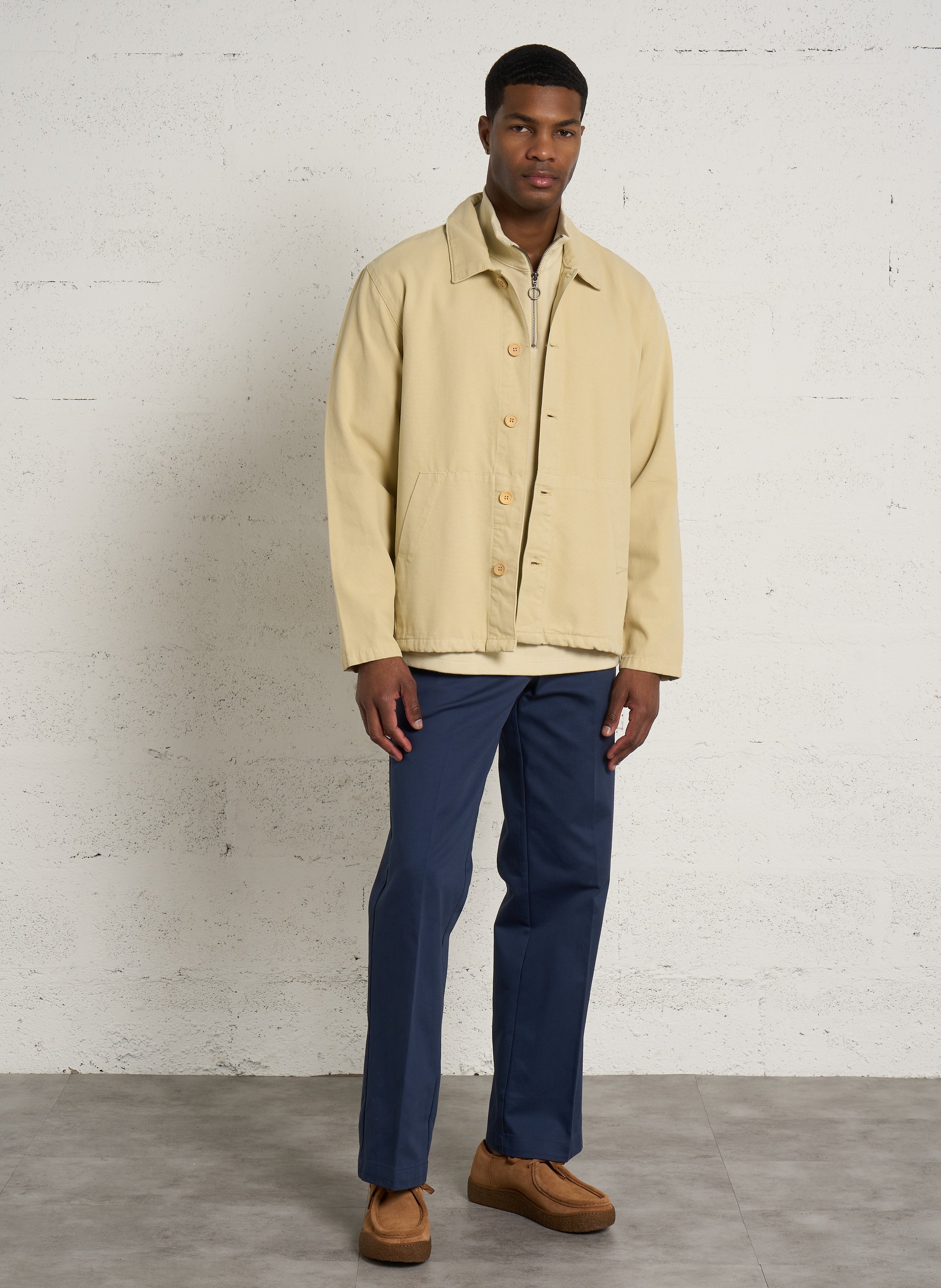 Weiter Pullover aus Bio-Baumwolle mit Stehkragen und Reißverschluss ARMOR LUX Beige