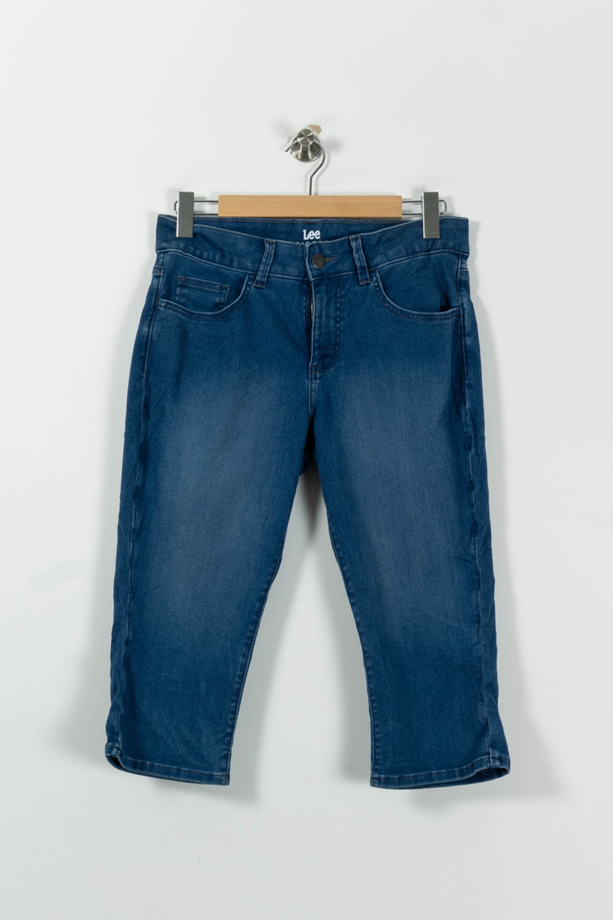 Cropped slim jeans with studs LEE - Seconde Main Blue