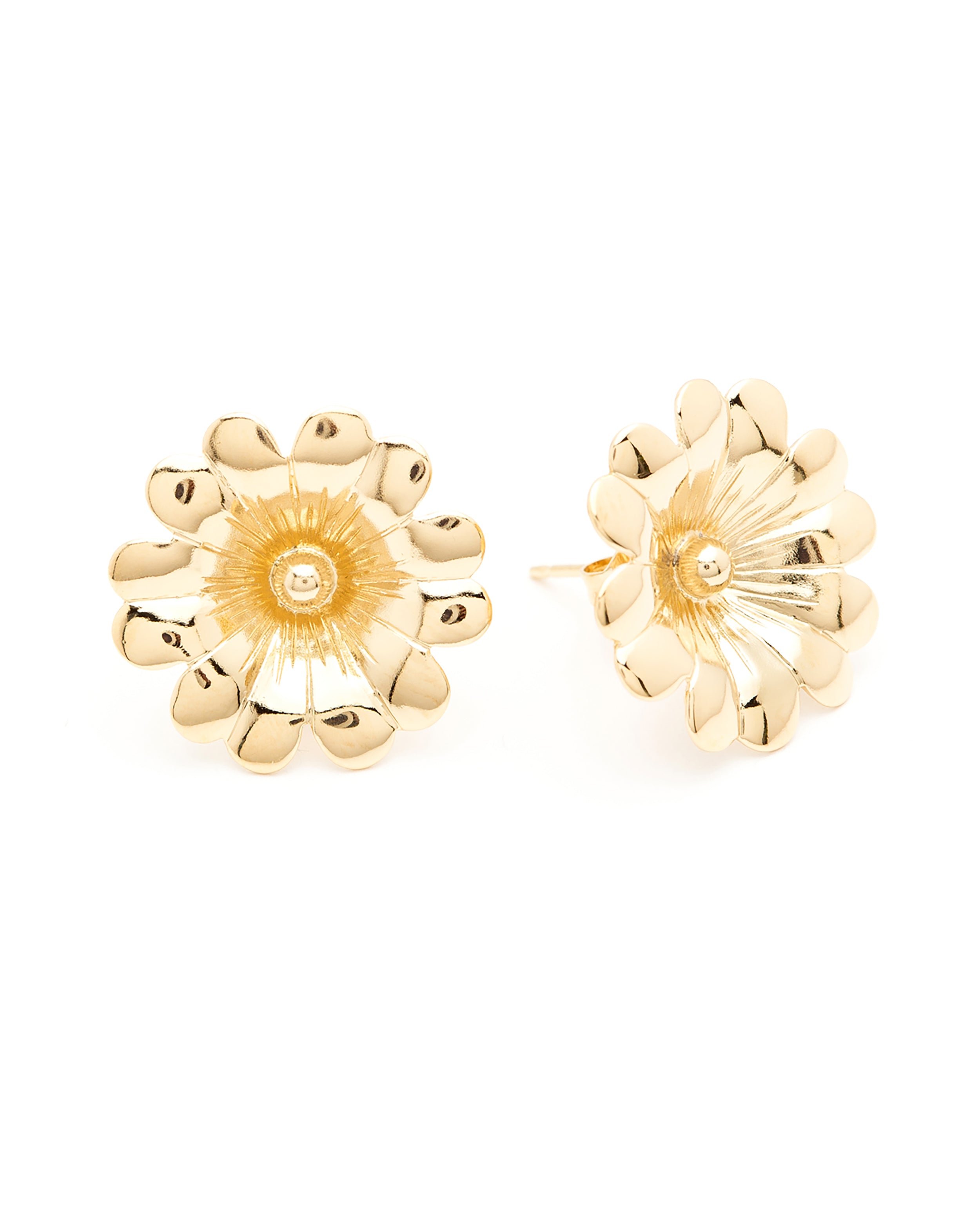 Large flower stud earrings in silver-plated  GoldenMONSIEUR SIMONE