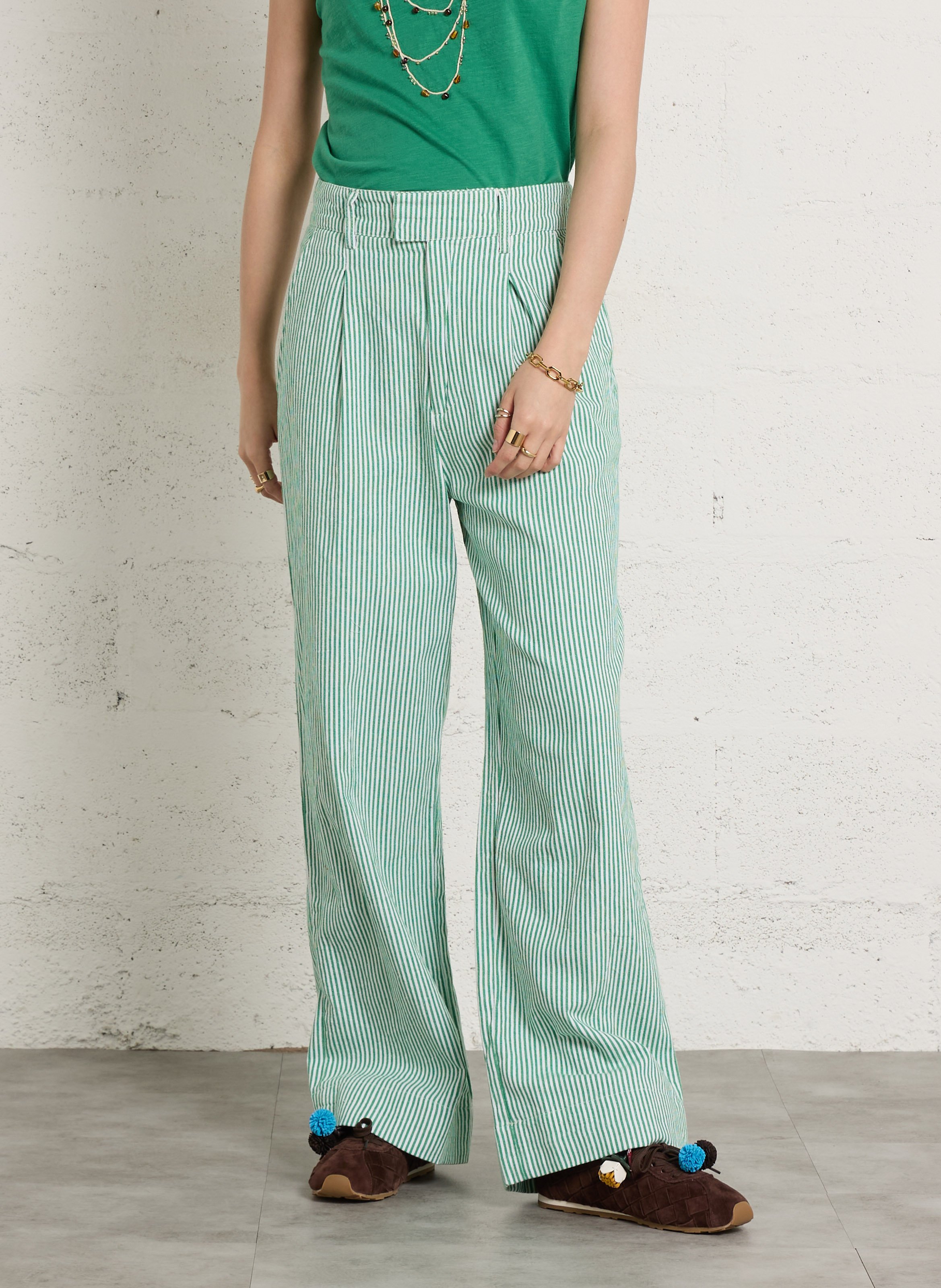 Pantalon droit en coton bio LEON & HARPER Vert