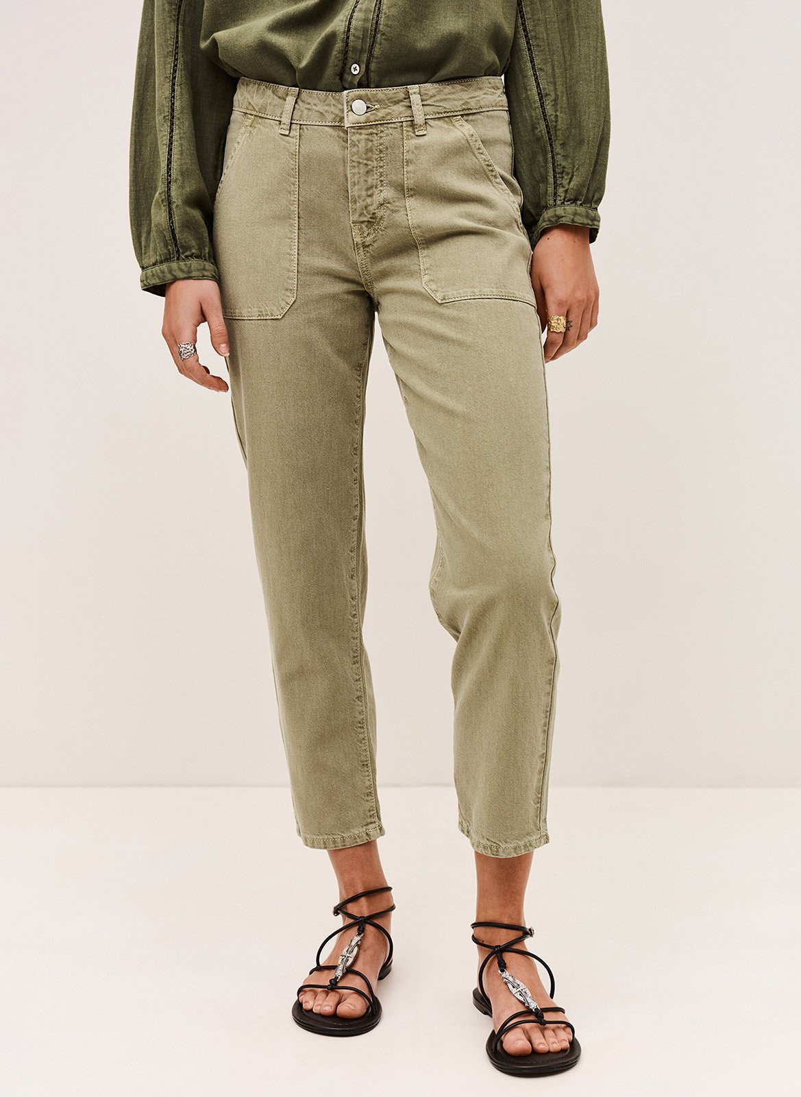 Rechte jeans van gemengd katoen BA&SH Kaki