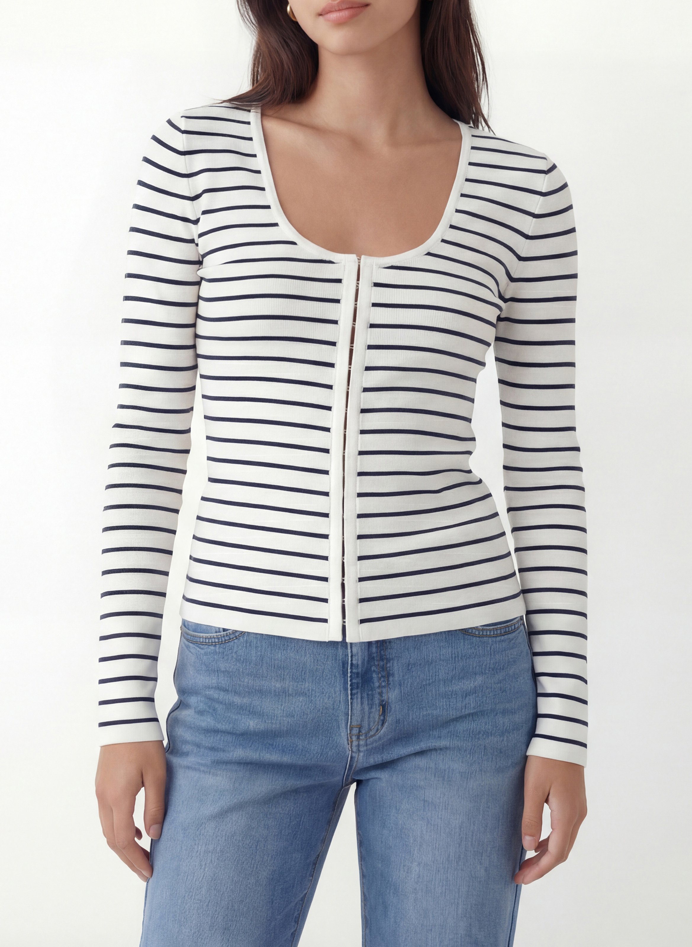 Taillierte Weste mit feinen Streifen KOOKAI Weiss