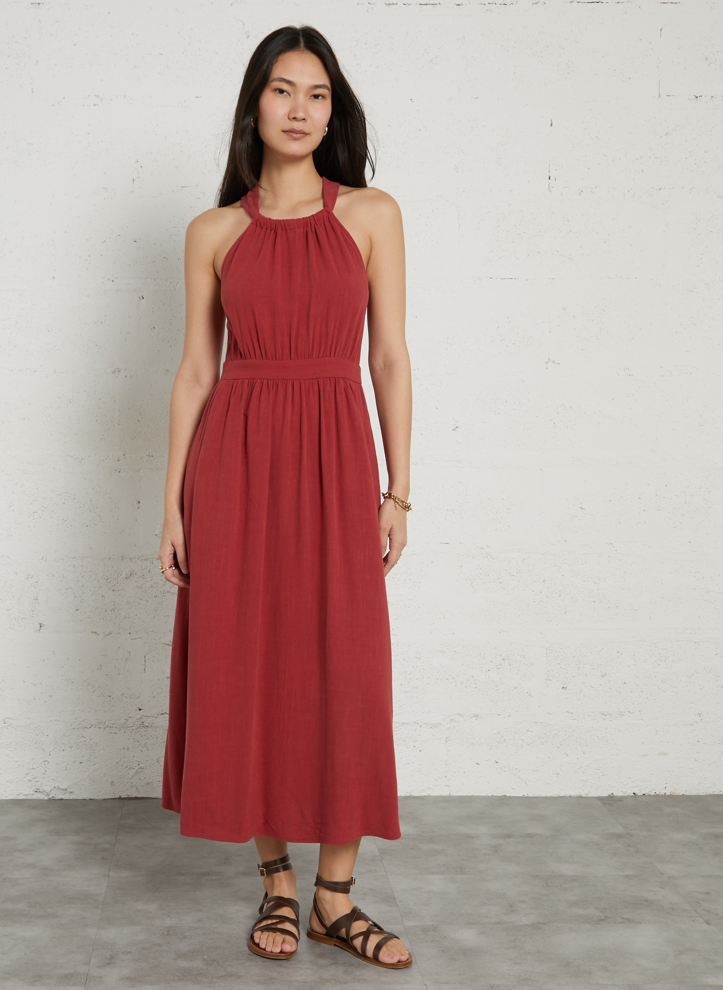 Lange, mouwloze jurk THE KORNER Rood