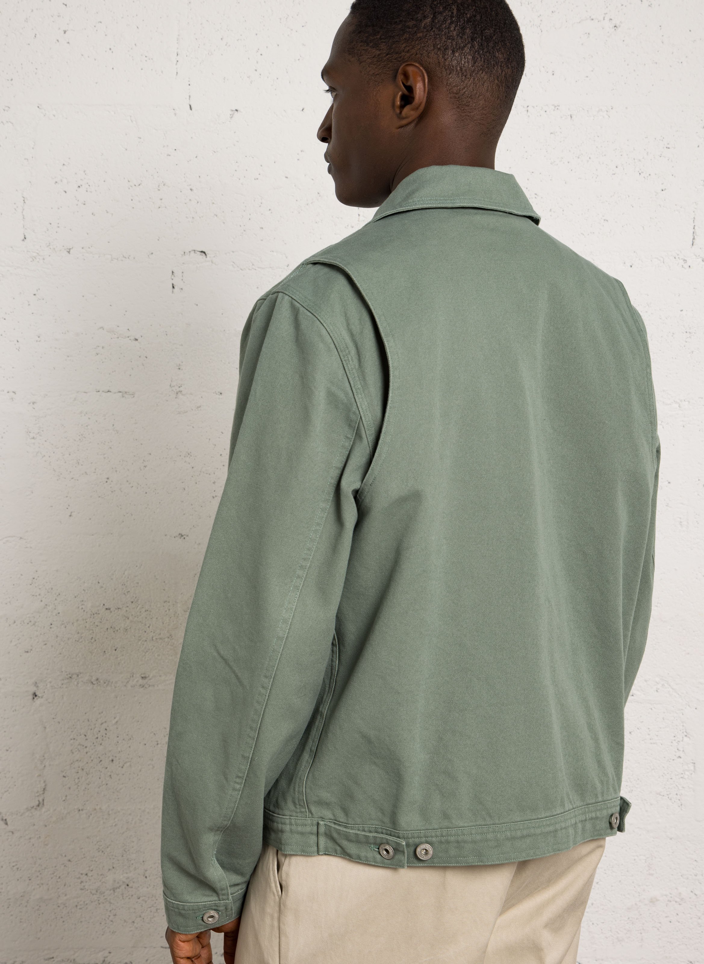 Gerader Reißverschluss-Blouson in einfarbiger Baumwolle SCHOTT Grun