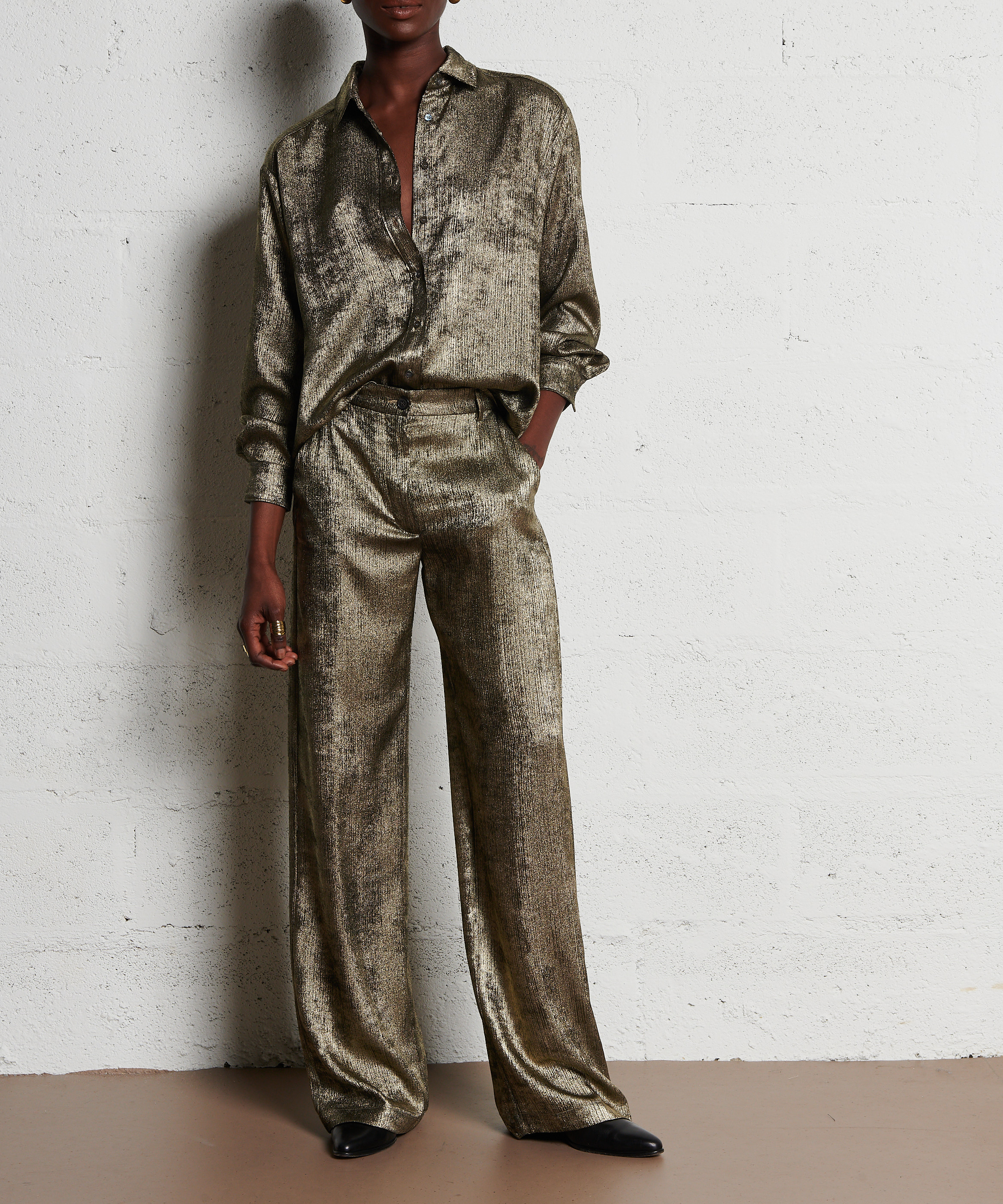 Metallic straight-leg pants HARTFORD Golden