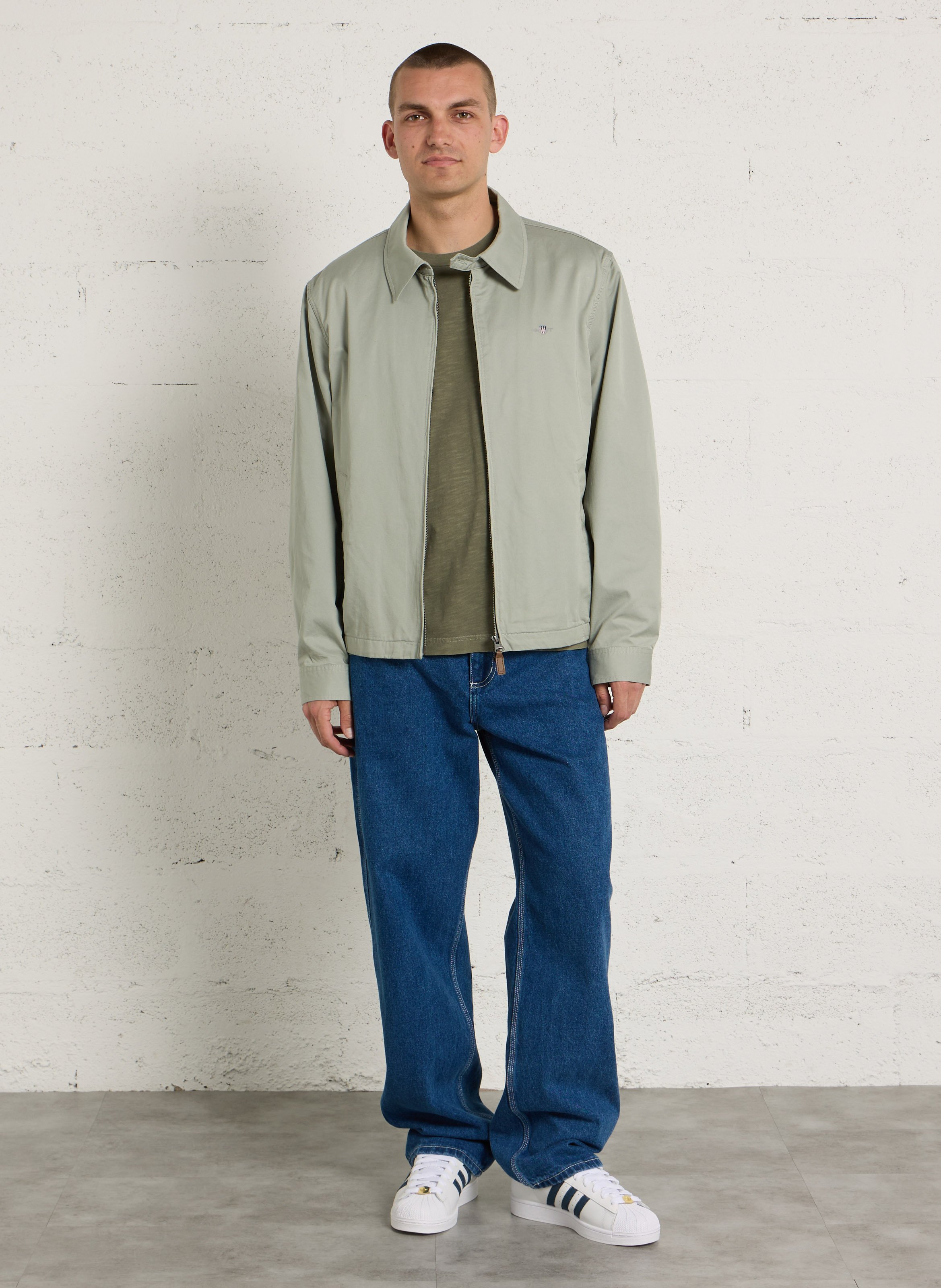 Veste droite co classique en coton bio GANT Gris