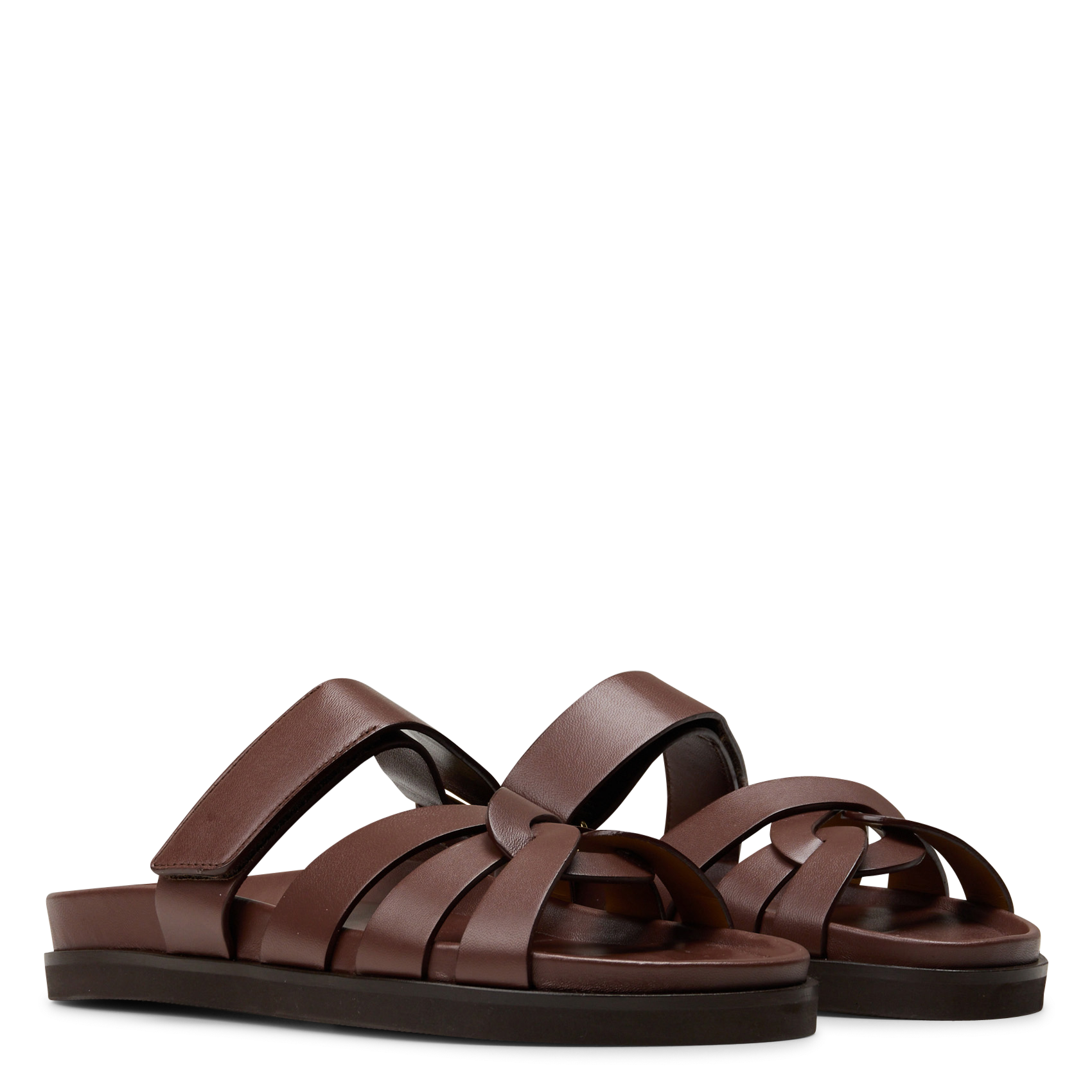 Avarca Berlin - Flache Ledersandalen mit Samt Braun