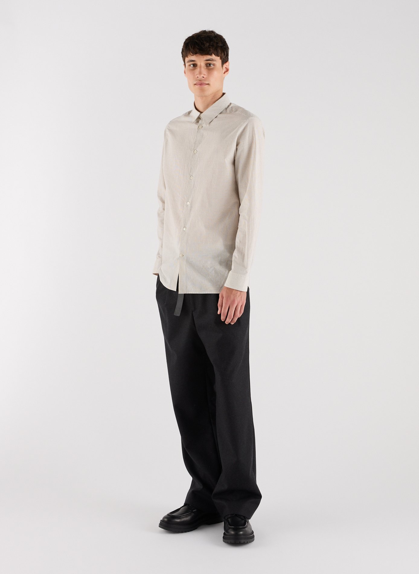 Wide wool goose pants | Grey SAISON 1865 Men