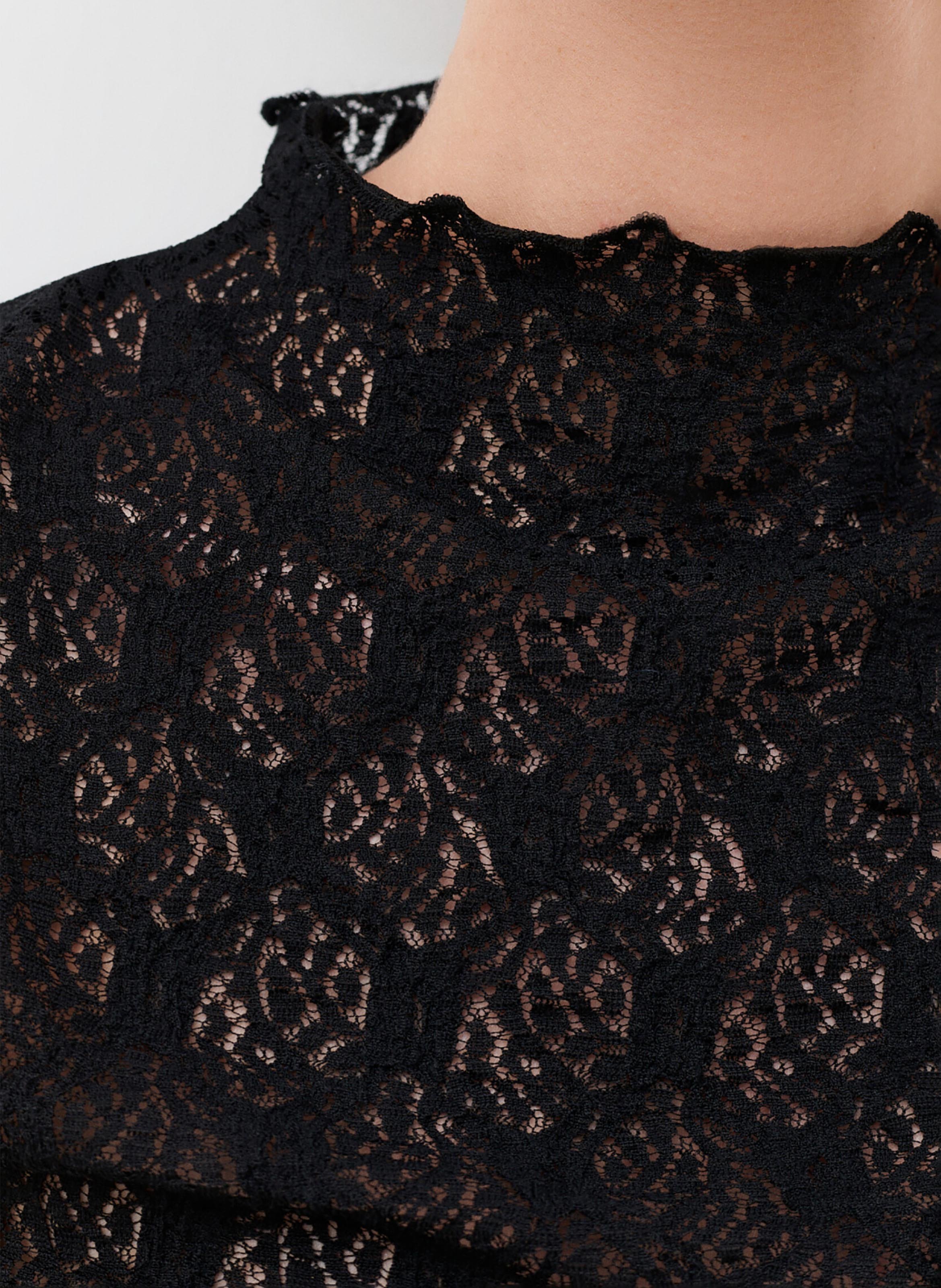 Top à dentelle moulant CAROLL Noir