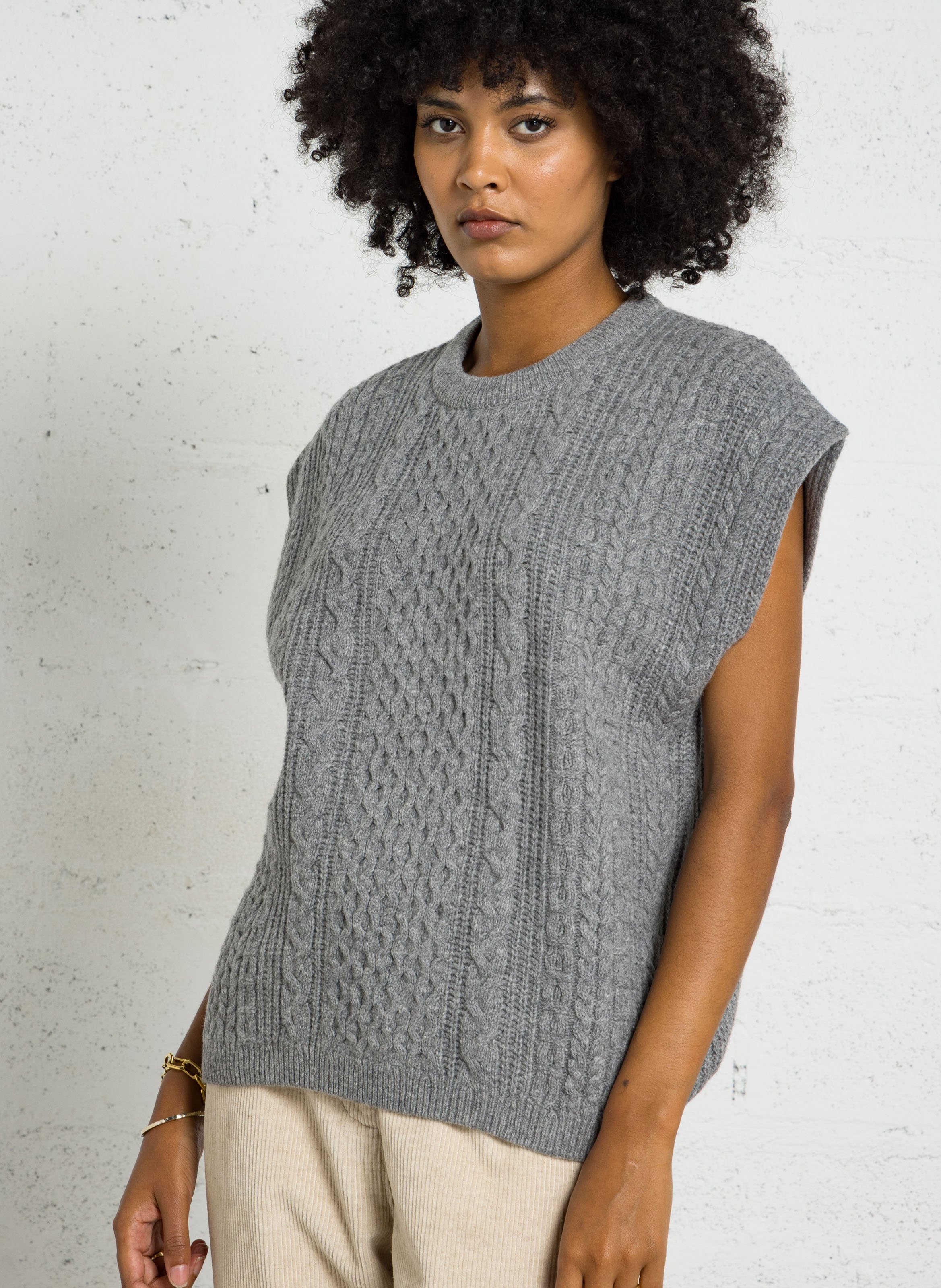 Maglione ampio scollo tondo in misto lana ARMOR LUX Grigio