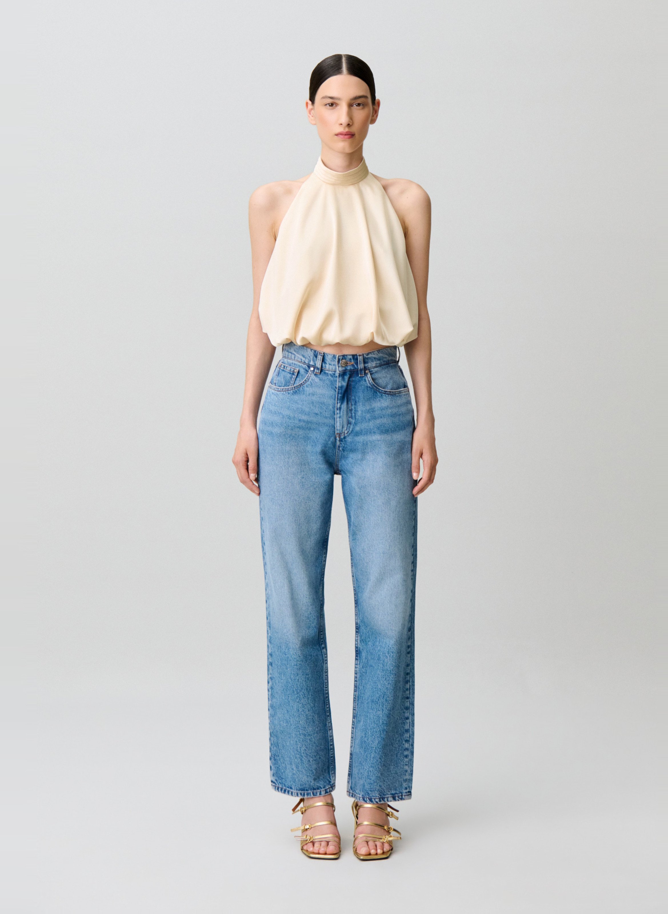 Mouwloze top met open rug in effen kleur CLAUDIE PIERLOT Wit