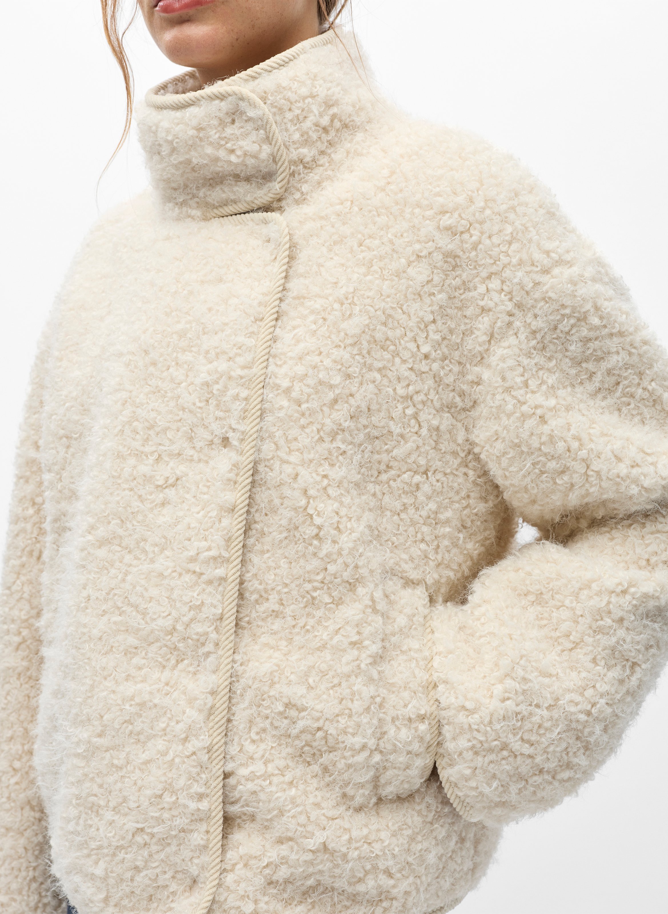 Jacke mit Sherpa-Effekt am Stehkragen OBJECT Beige