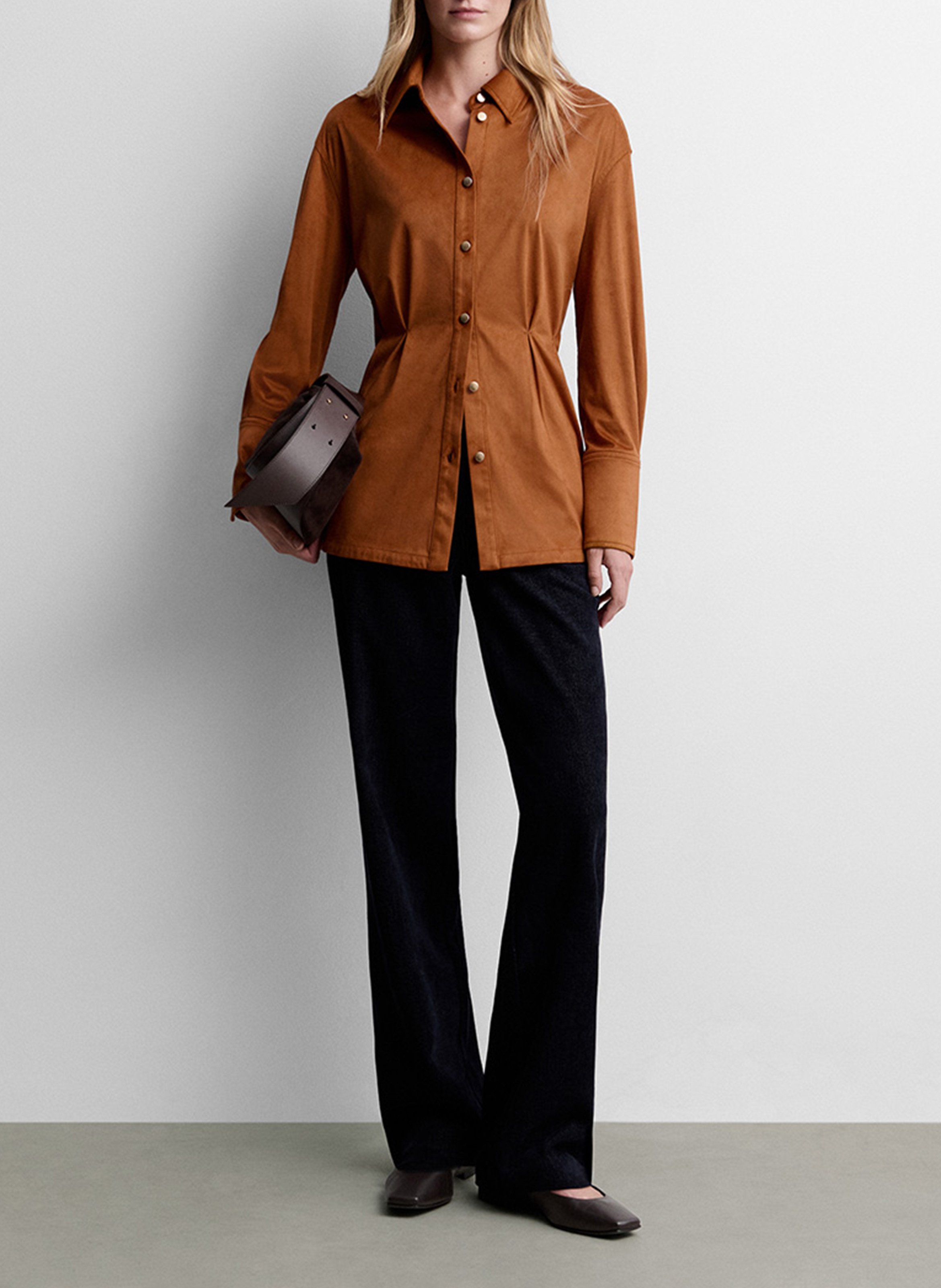Fitted button-down shirt in a solid color SIMORRA Orange