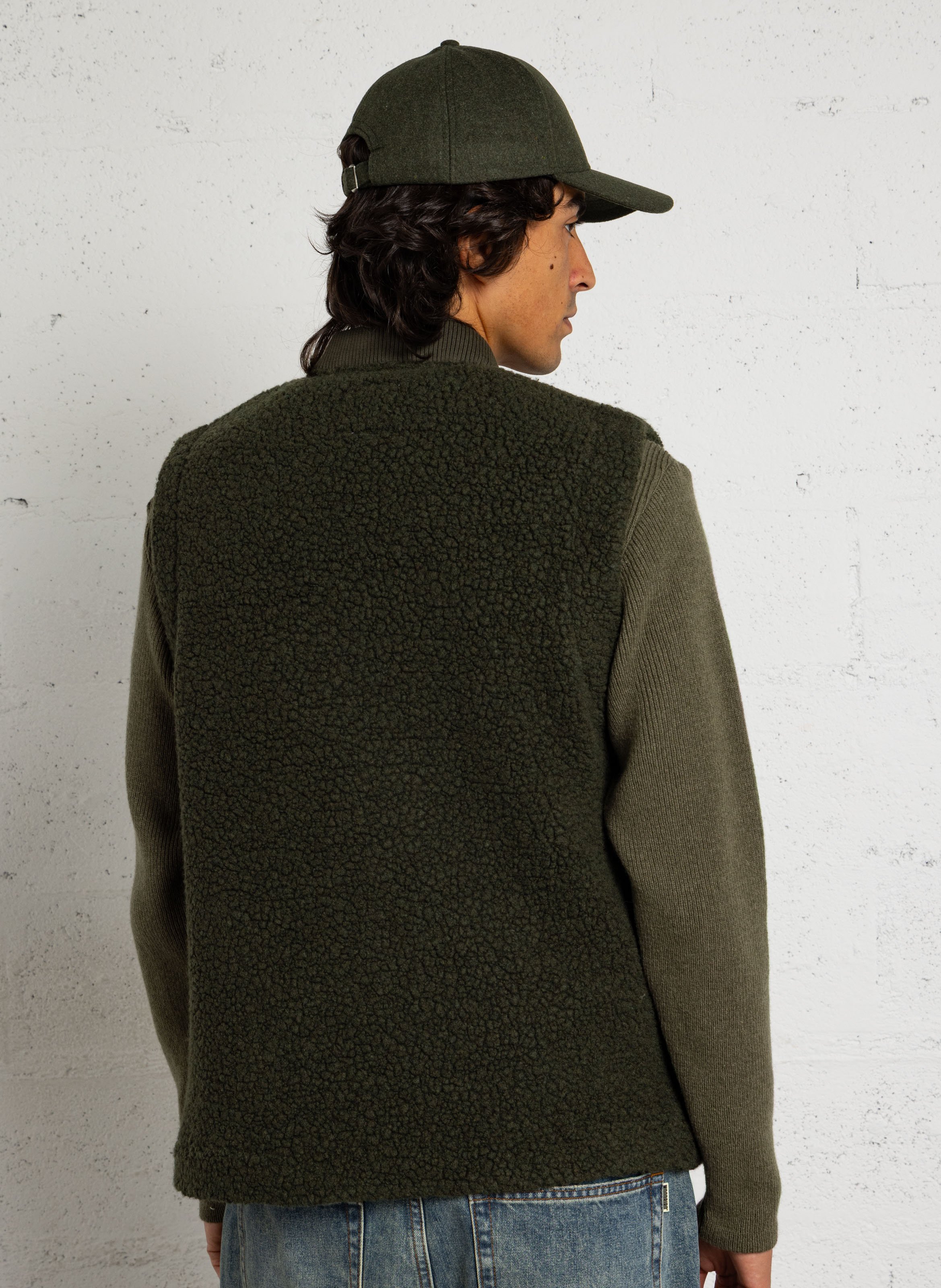 Mouwloze jas van wolmix ARMOR LUX Groen